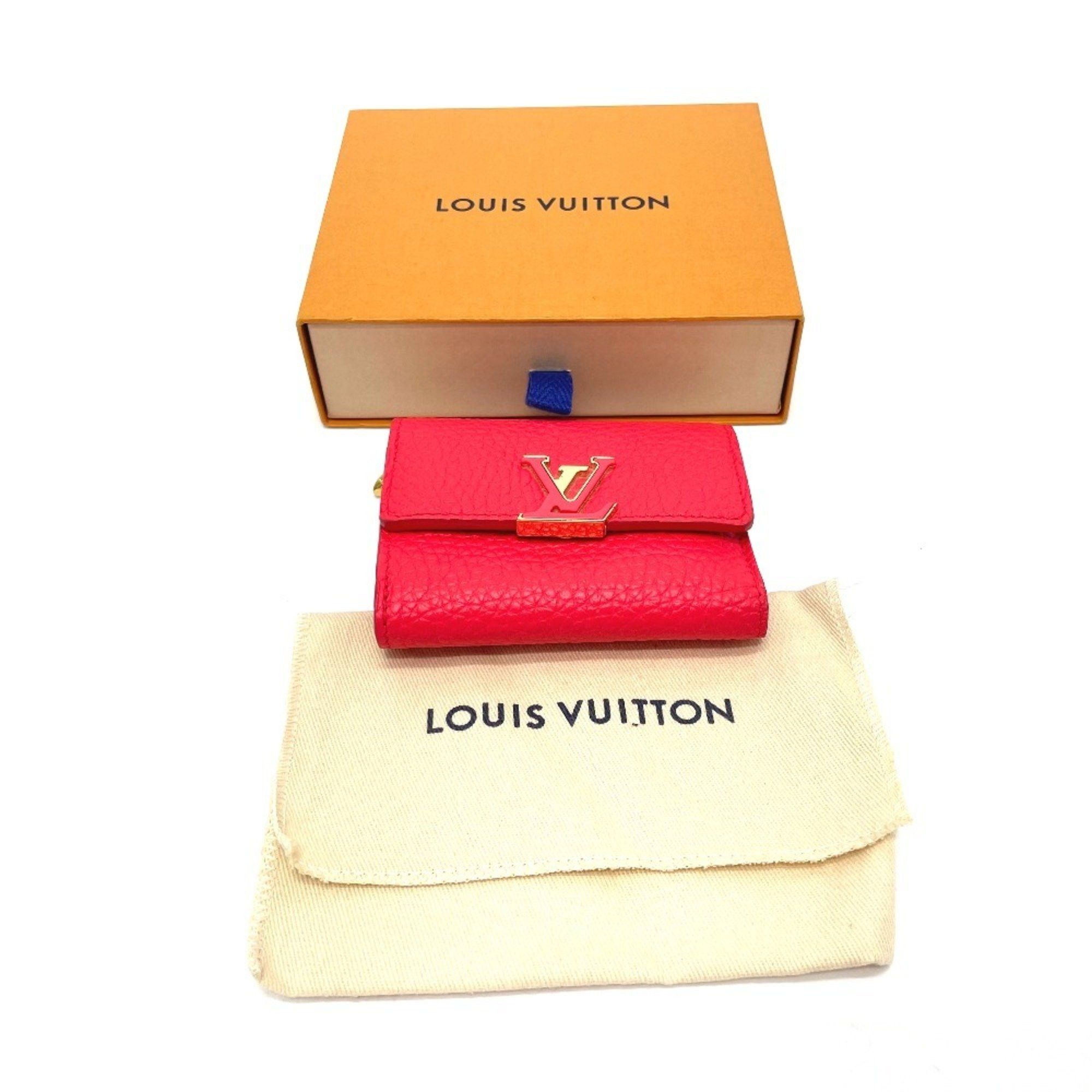 Louis Vuitton LOUIS VUITTON M69069 Japan Exclusive Portefeuille Capucines XS Compact Tri-fold Wallet in Taurillon Leather, Coral Tahiti Red Size ONE SIZE - 12 Thumbnail