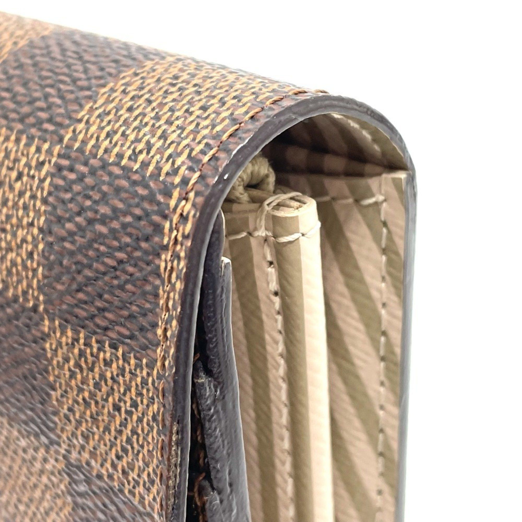 Louis Vuitton LOUIS VUITTON N63179 Damier Portefeuille Sarah Bifold Wallet, Women's Ebene Canvas, Brown Size ONE SIZE - 4 Thumbnail