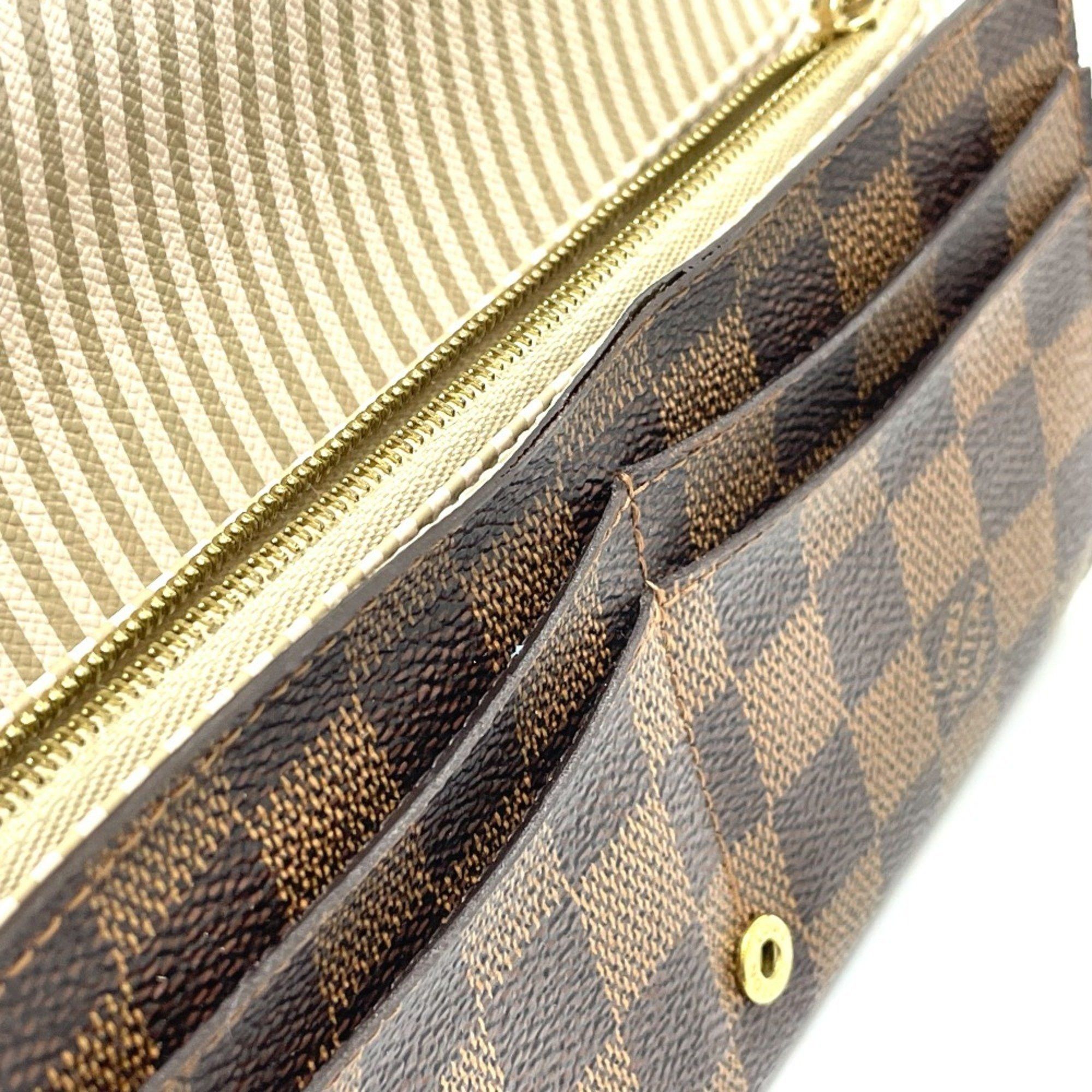 Louis Vuitton LOUIS VUITTON N63179 Damier Portefeuille Sarah Bifold Wallet, Women's Ebene Canvas, Brown Size ONE SIZE - 9 Thumbnail