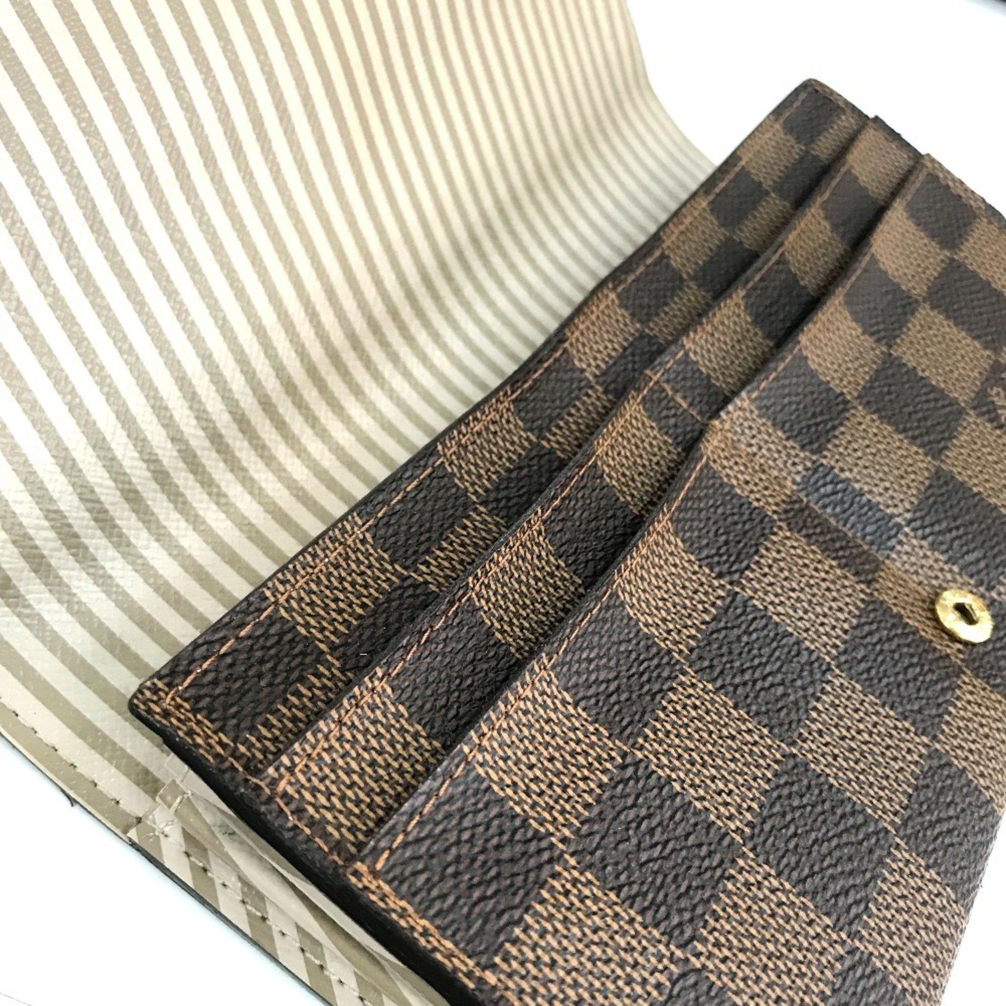 Louis Vuitton LOUIS VUITTON N63179 Damier Portefeuille Sarah Bifold Wallet, Women's Ebene Canvas, Brown Size ONE SIZE - 10 Thumbnail