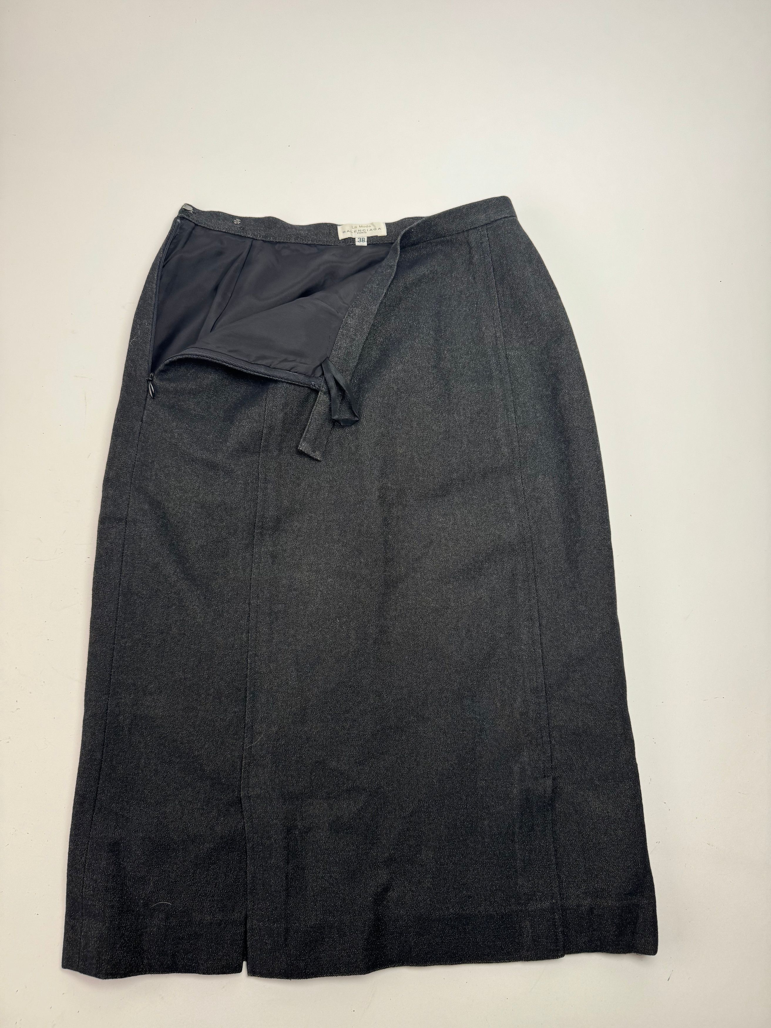Balenciaga Vintage Wool Skirt Black 34/XS Size 25" / US 0 / IT 36 - 7 Thumbnail