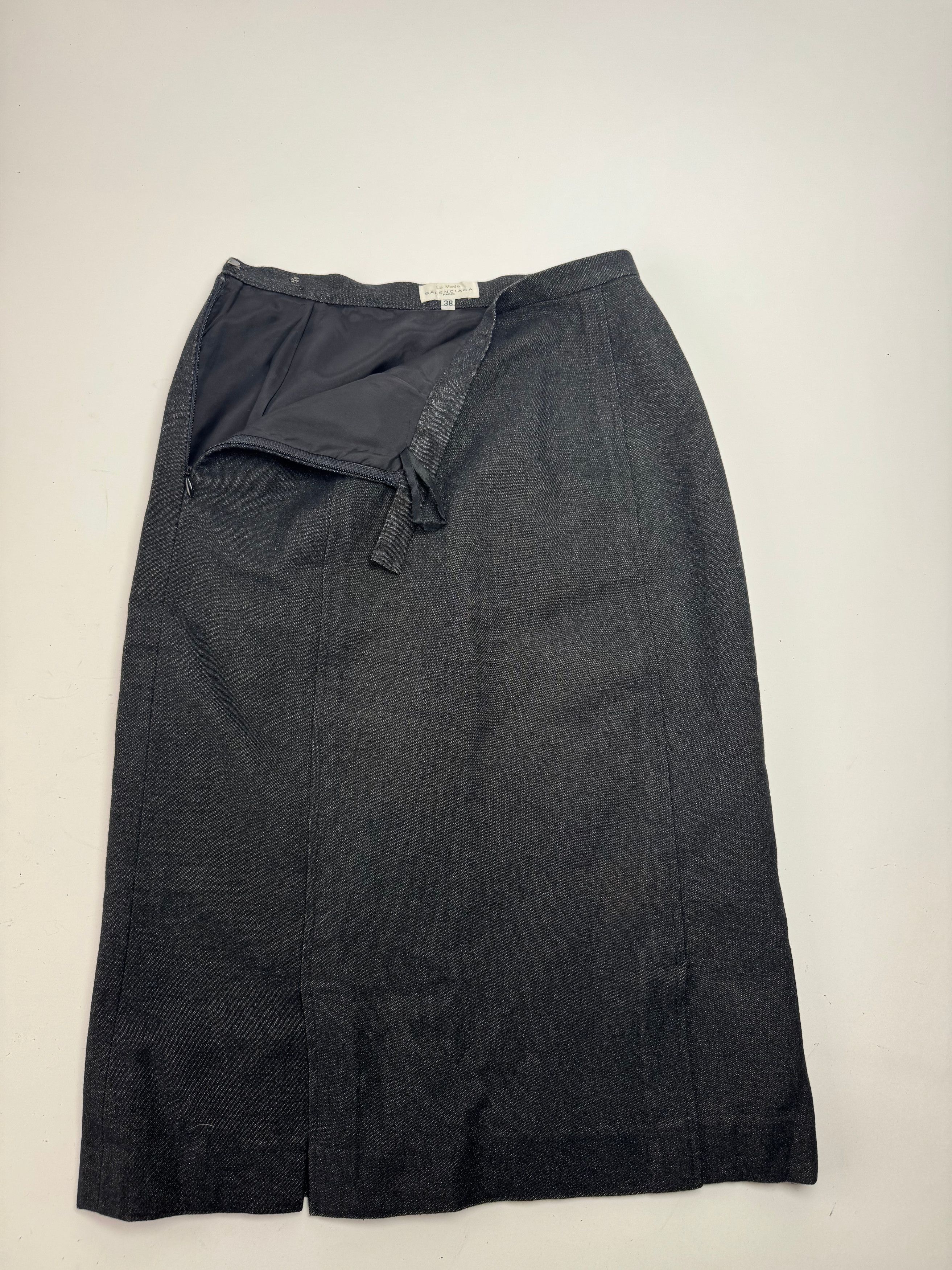 Balenciaga Vintage Wool Skirt Black 34/XS Size 25" / US 0 / IT 36 - 3 Thumbnail