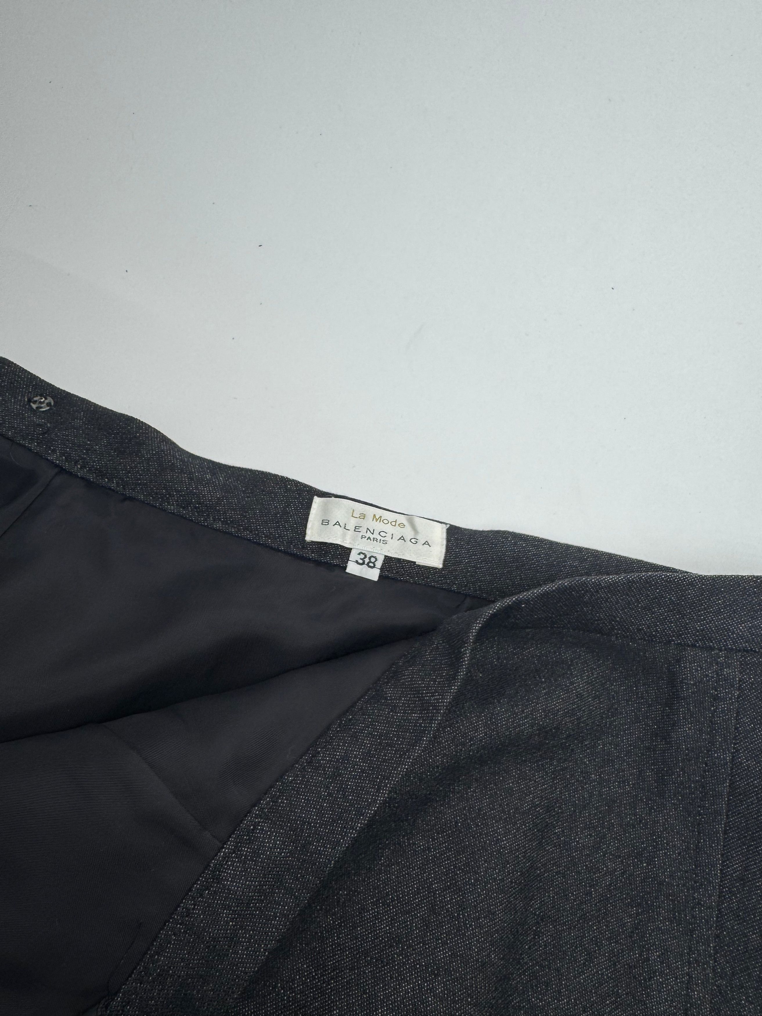 Balenciaga Vintage Wool Skirt Black 34/XS Size 25" / US 0 / IT 36 - 2 Thumbnail