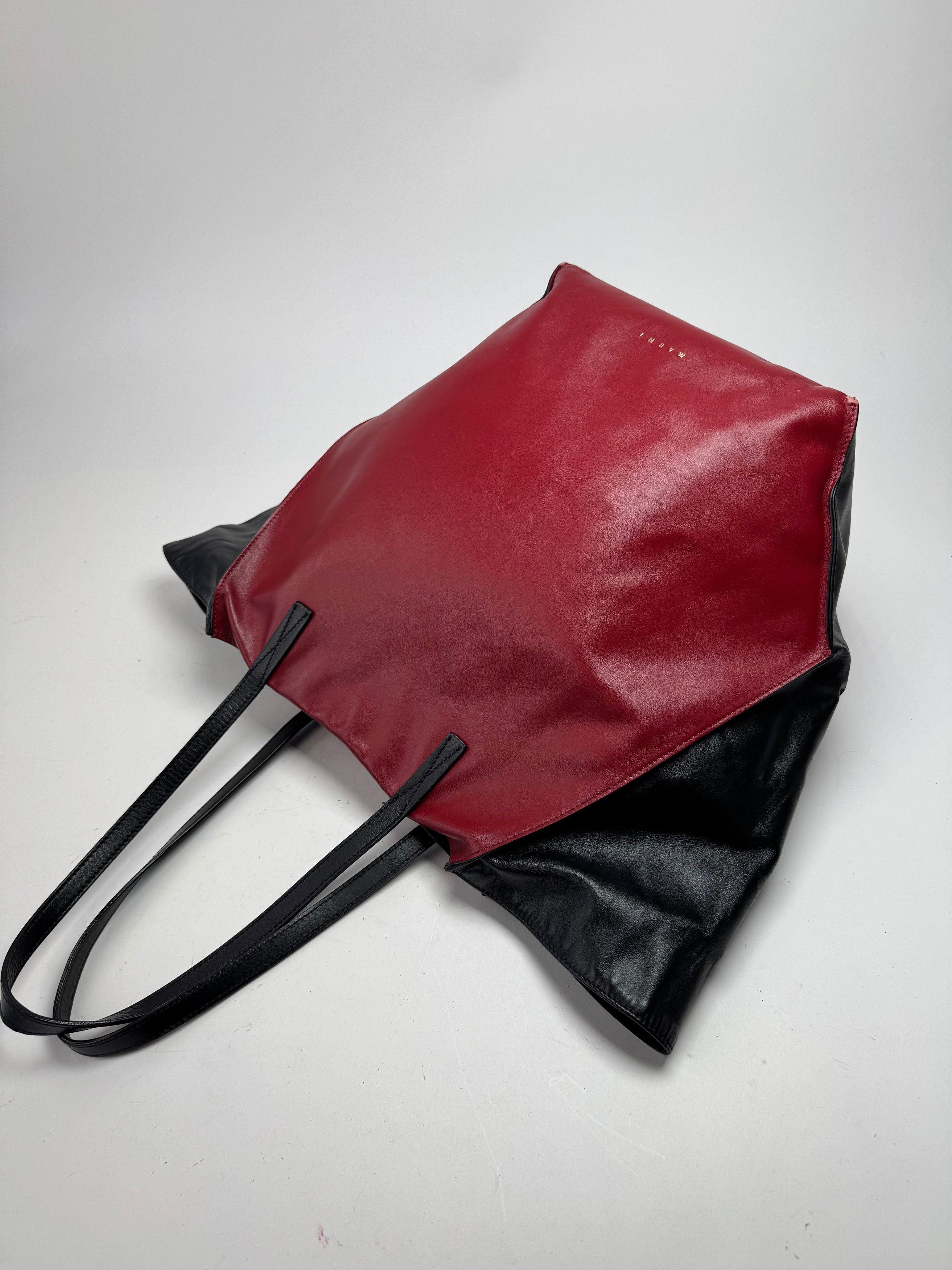 Marni Vintage Leather Shopper Black Red Size ONE SIZE - 3 Thumbnail