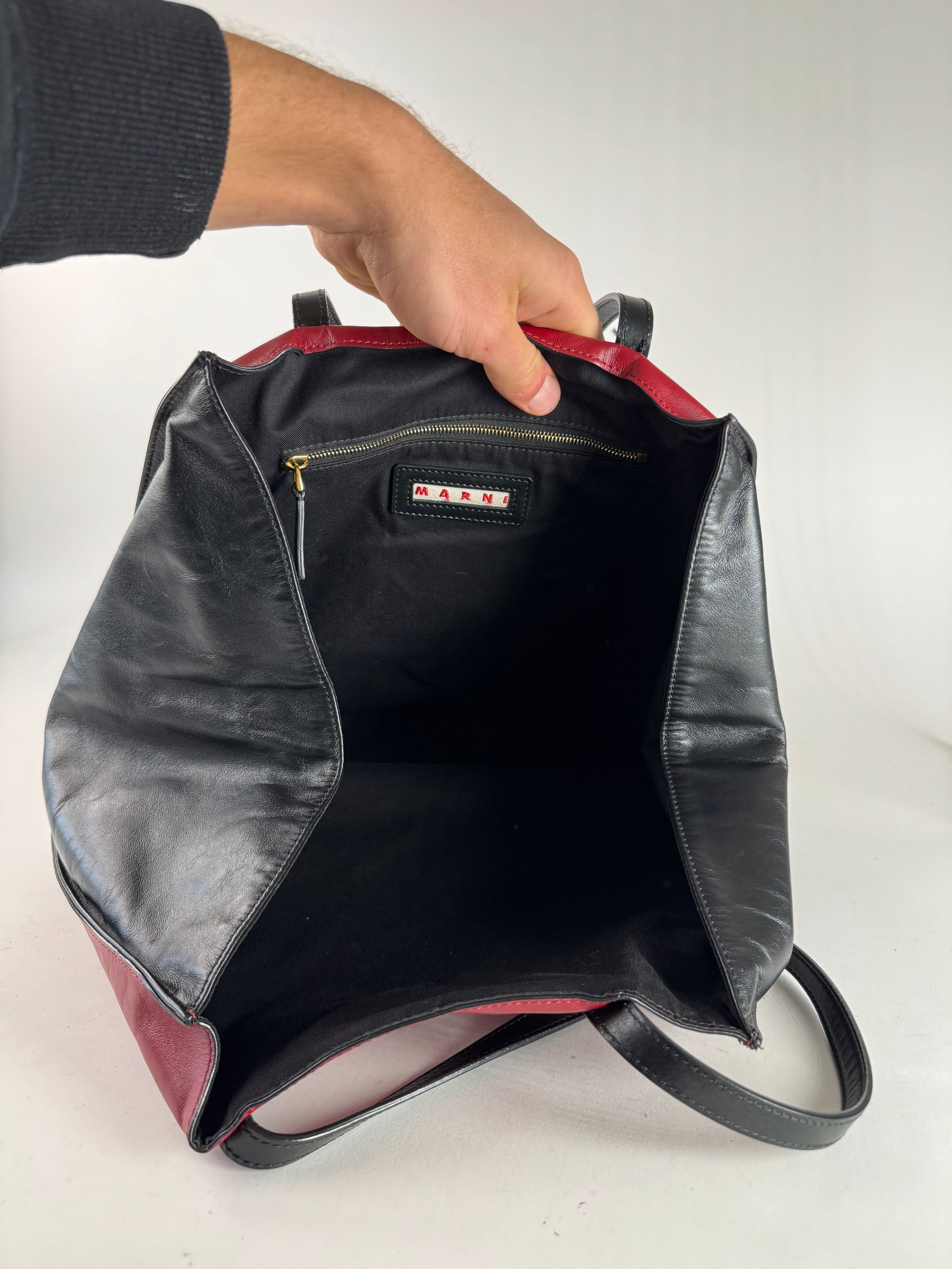 Marni Vintage Leather Shopper Black Red Size ONE SIZE - 4 Thumbnail