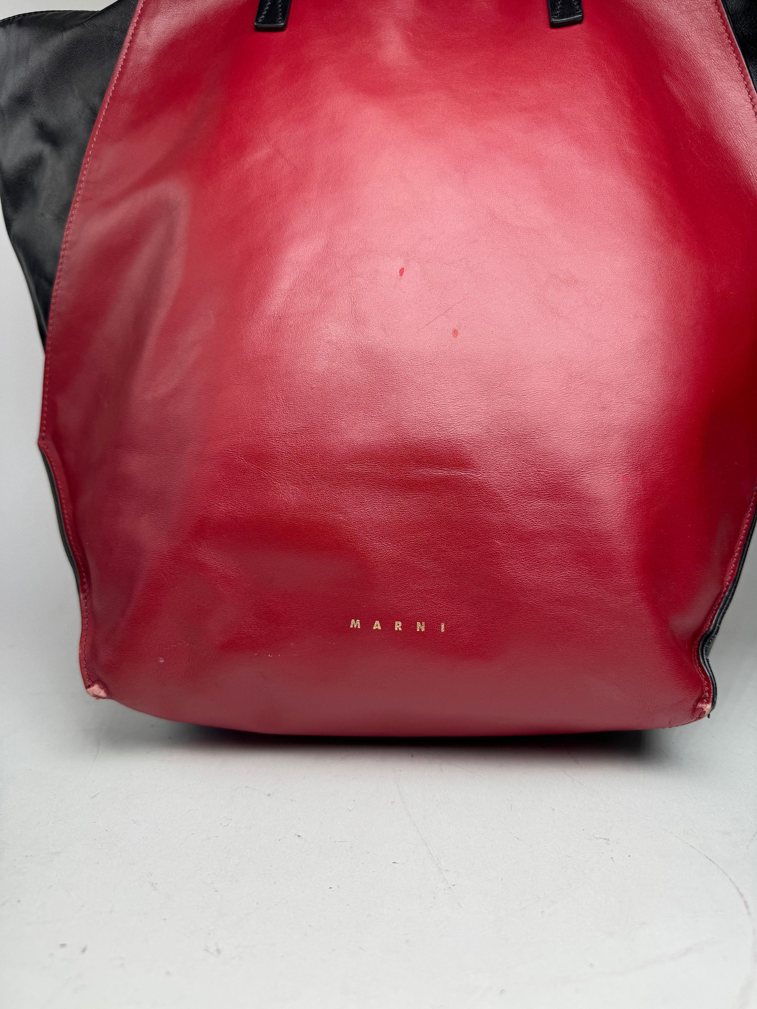 Marni Vintage Leather Shopper Black Red Size ONE SIZE - 9 Thumbnail