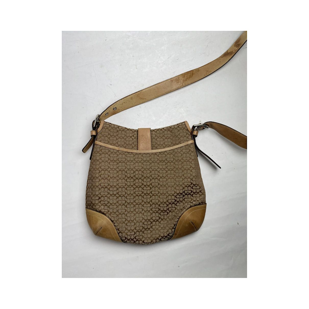 Coach Signature Sufflette Beige Cotton Handbag Size ONE SIZE - 5 Thumbnail