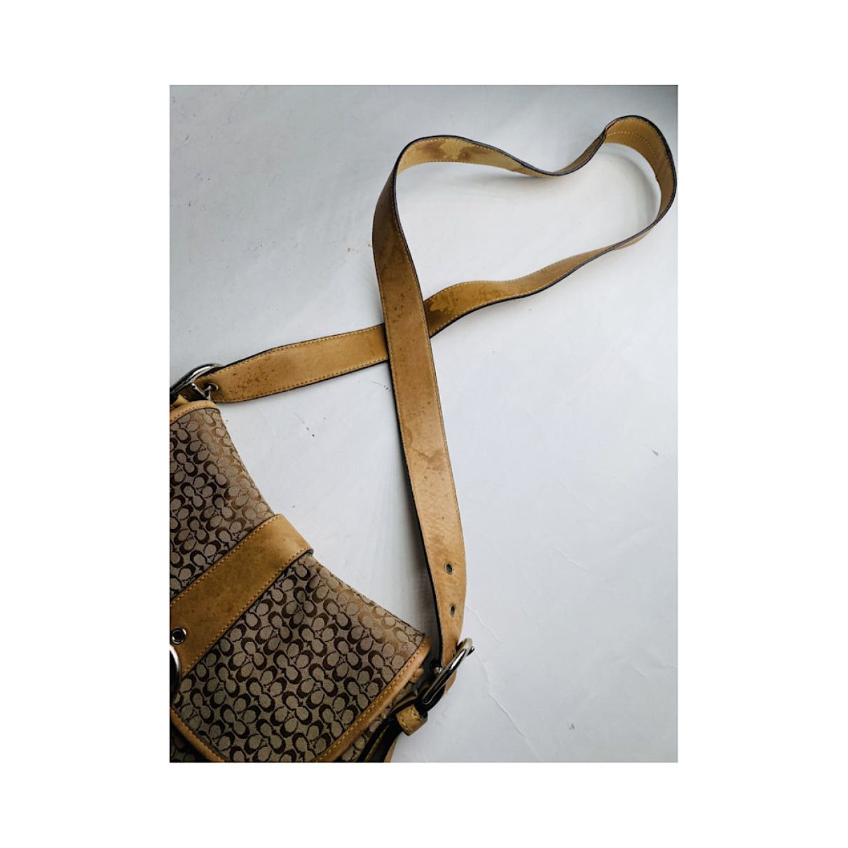 Coach Signature Sufflette Beige Cotton Handbag Size ONE SIZE - 2 Thumbnail