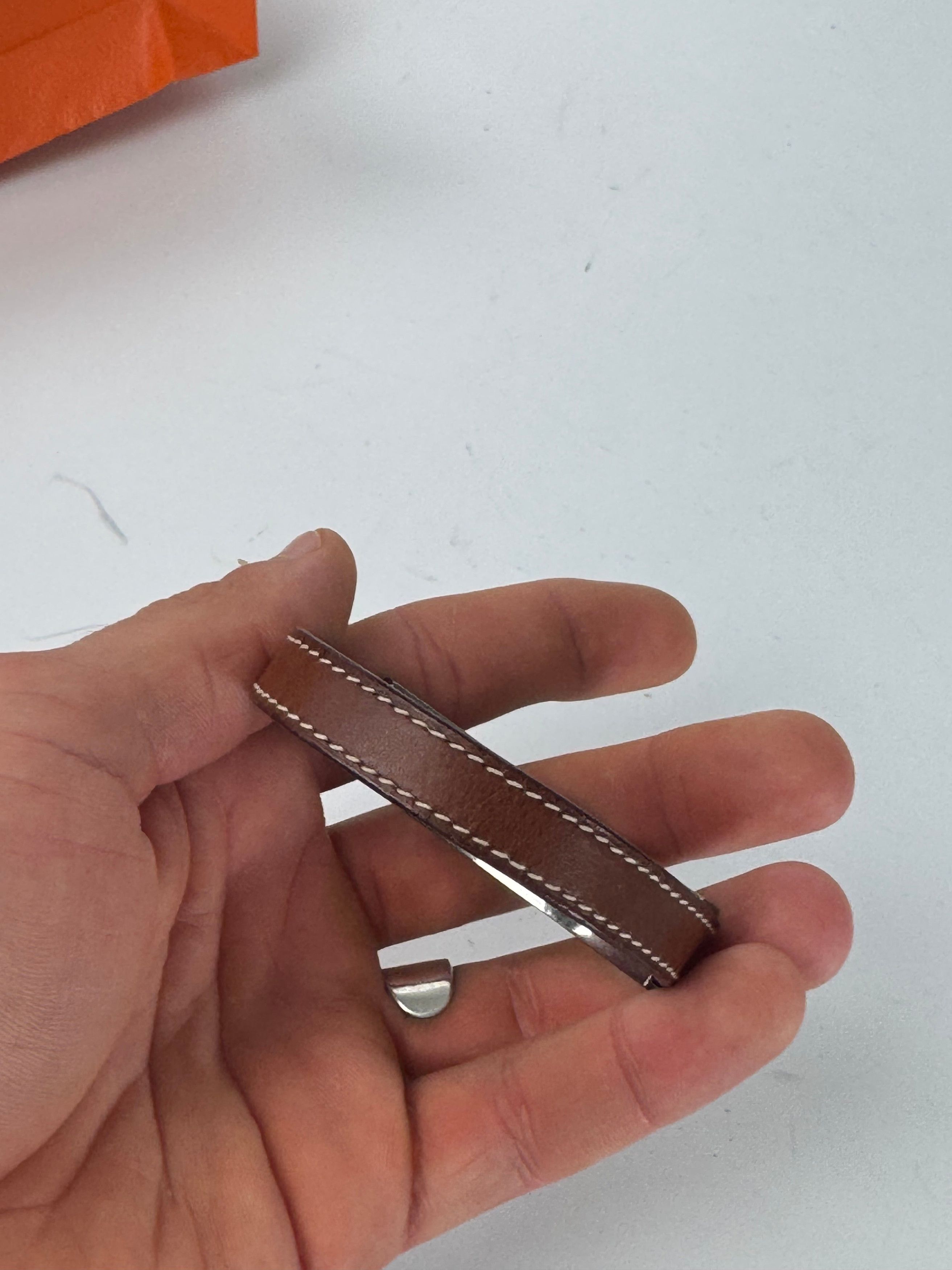 Other Vintage Hermes Paris Leather a bracelet silver brown Size ONE SIZE - 9 Thumbnail