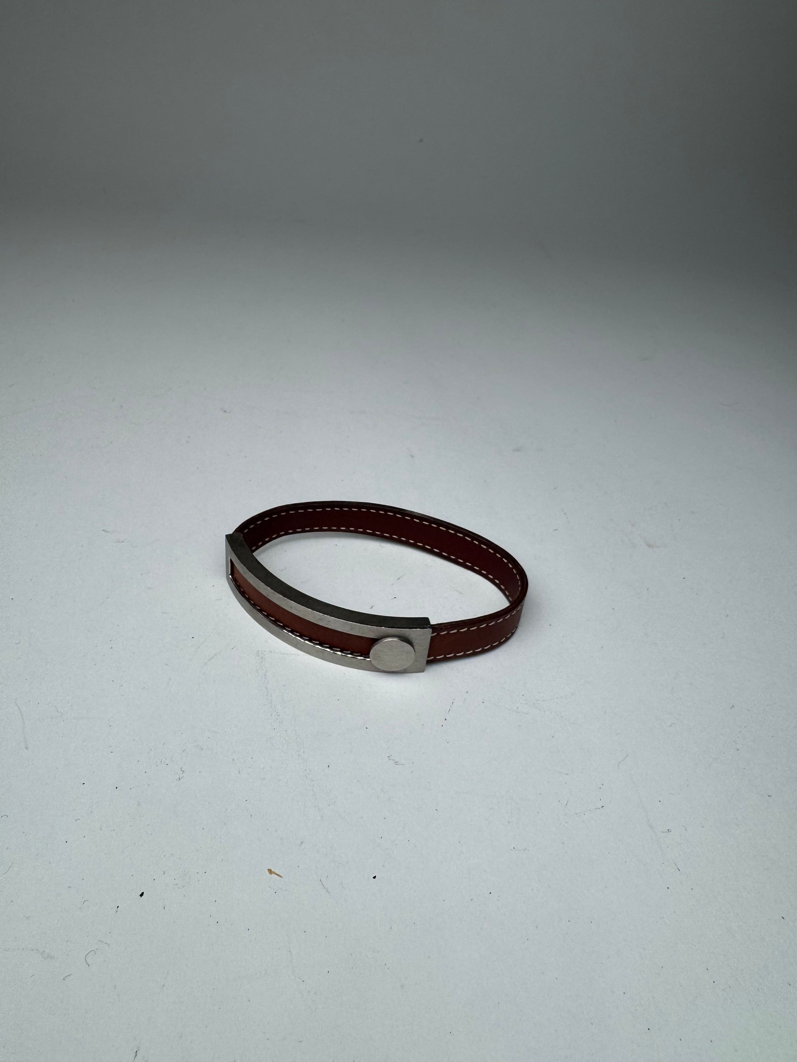 Other Vintage Hermes Paris Leather a bracelet silver brown Size ONE SIZE - 10 Thumbnail