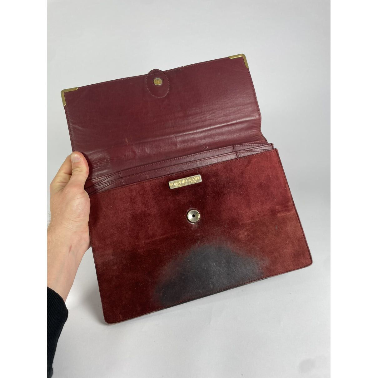 Cartier Burgundy Leather Clutch Bag Size ONE SIZE - 3 Thumbnail