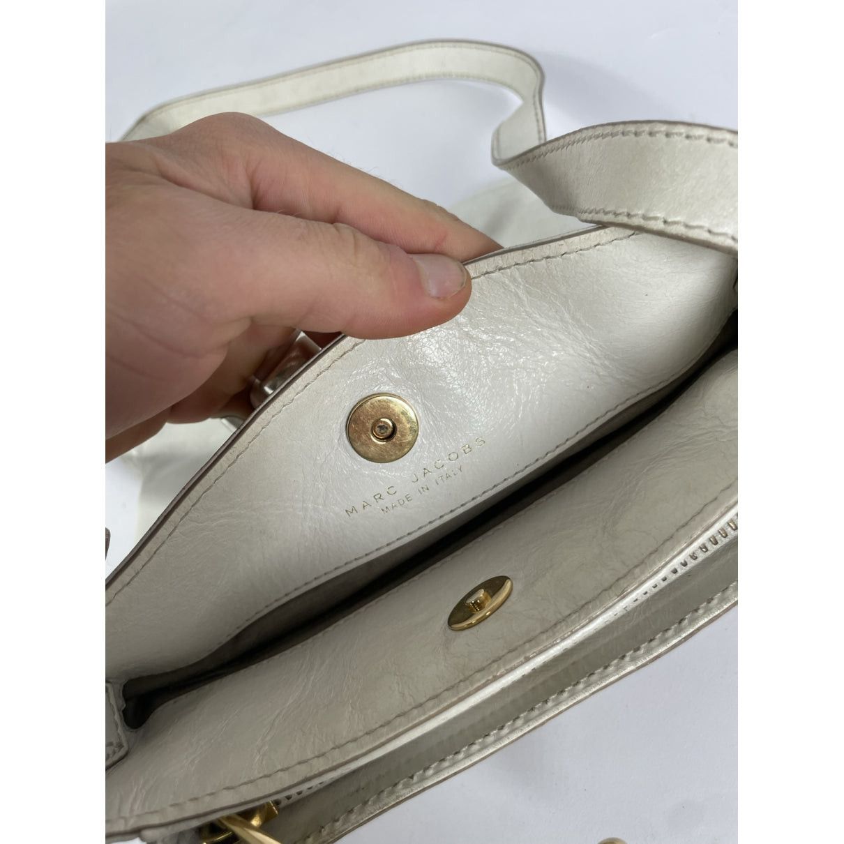 Marc Jacobs White Leather Handbag Size ONE SIZE - 5 Thumbnail