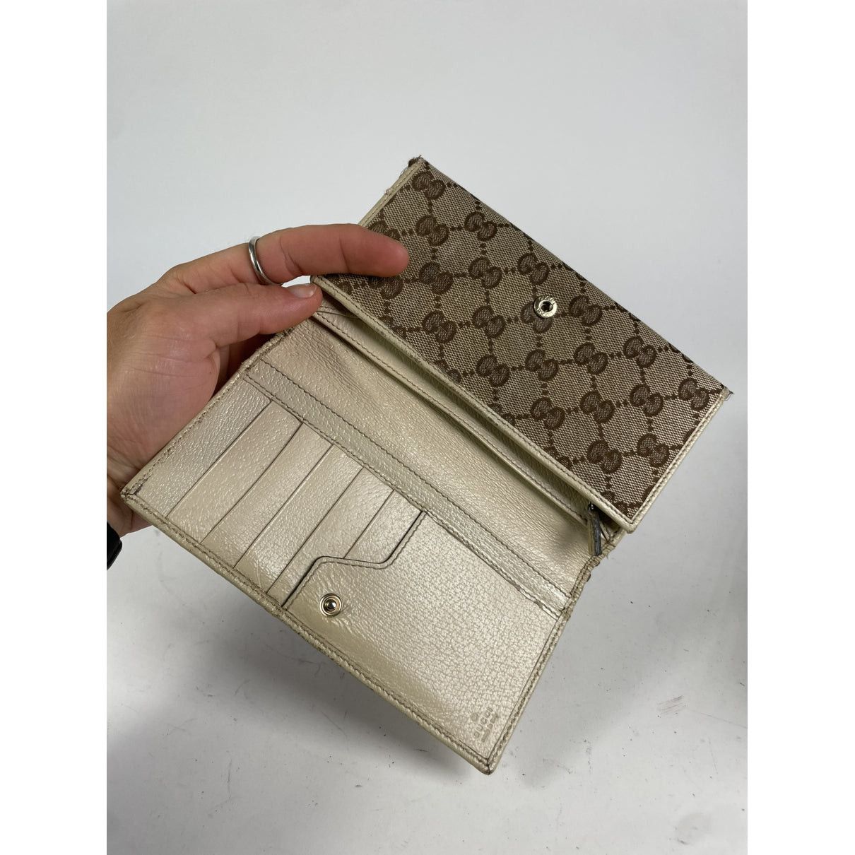 Gucci Horsebit 1955 Beige Cotton Wallet Size ONE SIZE - 3 Thumbnail