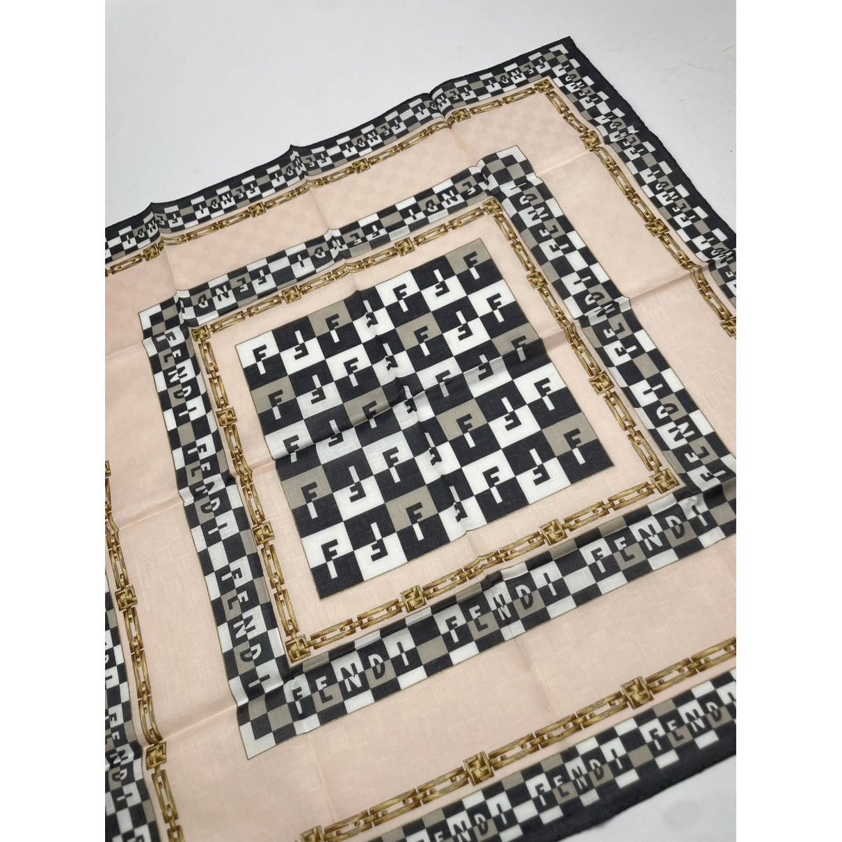 Fendi Brown Silk Scarf Size ONE SIZE - 3 Thumbnail