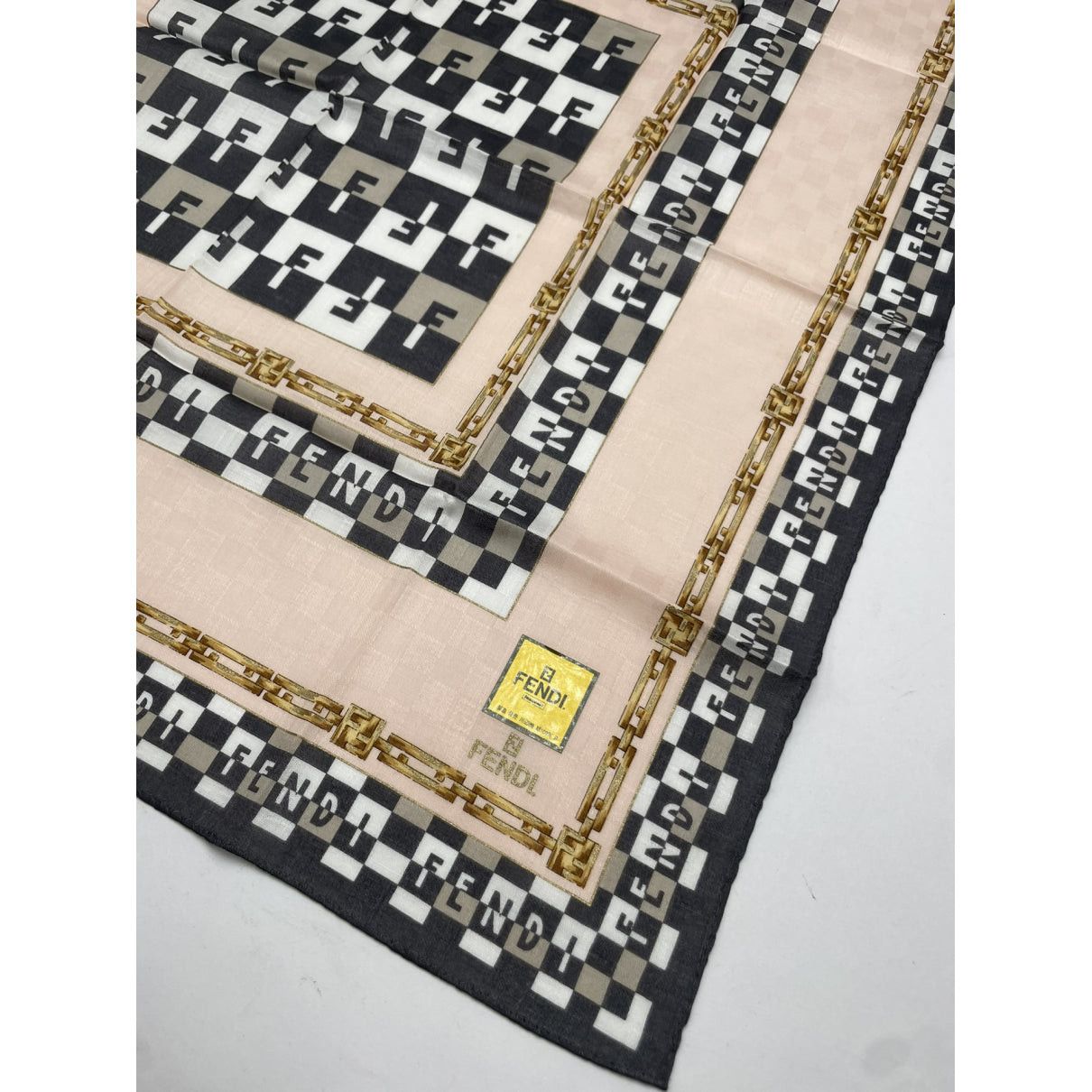 Fendi Brown Silk Scarf Size ONE SIZE - 2 Thumbnail
