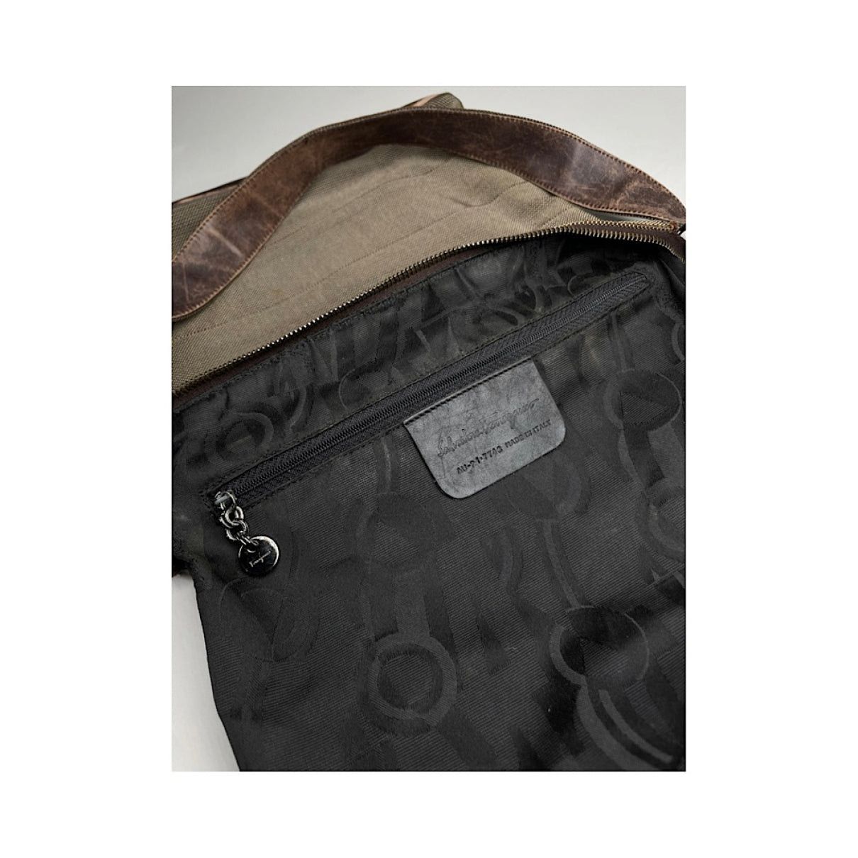 Salvatore Ferragamo Brown Cotton Handbag Size ONE SIZE - 3 Thumbnail