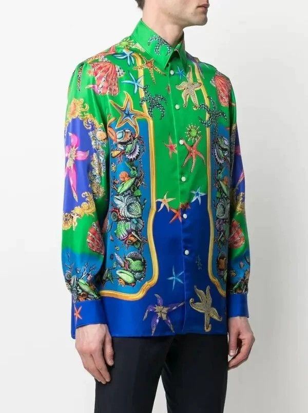 Versace Versace Silk Ocean Print Shirt - dmc Size US L / EU 52-54 / 3 - 8 Thumbnail