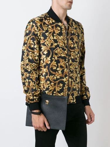 Versace Versace Black Gold Baroque Bomber Jacket - dmc Size US XL / EU 56 / 4 - 7 Thumbnail