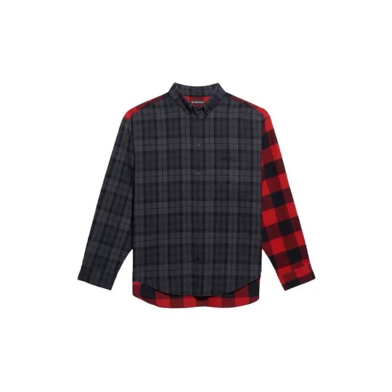 Balenciaga Balenciaga Red Black Plaid Long Sleeve Shirt - dmc Size US M / EU 48-50 / 2 - 3 Thumbnail