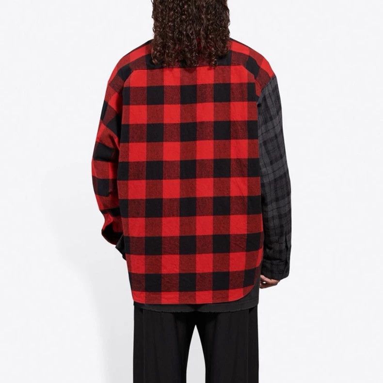 Balenciaga Balenciaga Red Black Plaid Long Sleeve Shirt - dmc Size US M / EU 48-50 / 2 - 2 Thumbnail