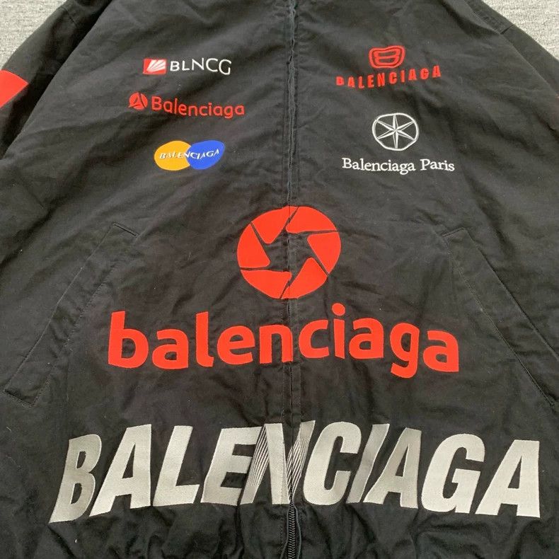 Balenciaga Balenciaga Black Logo Racing Jacket - dmc Size US XS / EU 42 / 0 - 7 Thumbnail