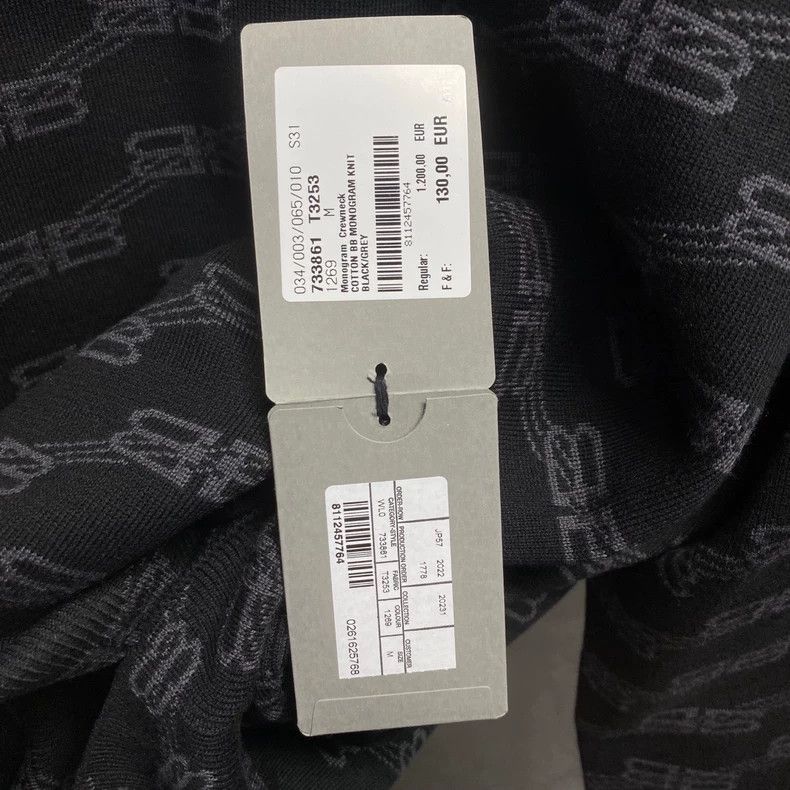 Balenciaga Balenciaga Logo All-Over Print Knit Black Sweater - dmc Size US XS / EU 42 / 0 - 7 Thumbnail