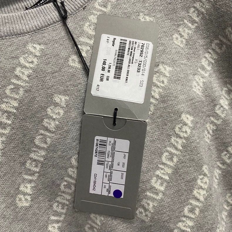 Balenciaga Balenciaga Grey Logo Print Knit Sweater - dmc Size US XS / EU 42 / 0 - 7 Thumbnail