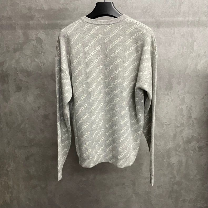 Balenciaga Balenciaga Grey Logo Print Knit Sweater - dmc Size US XS / EU 42 / 0 - 2 Thumbnail