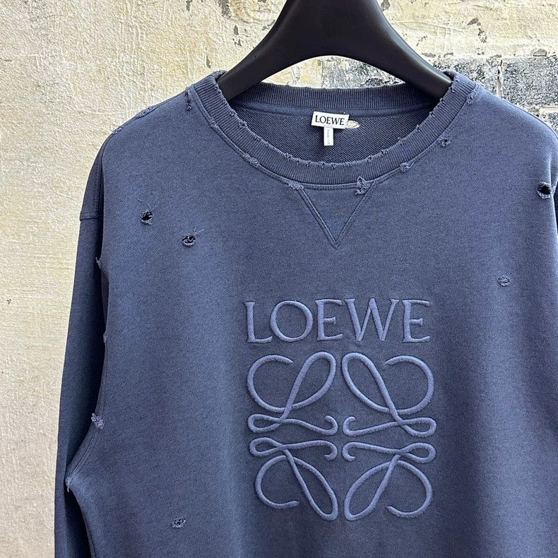 Loewe Loewe Blue Distressed Logo Sweatshirt - dmc Size US M / EU 48-50 / 2 - 4 Thumbnail