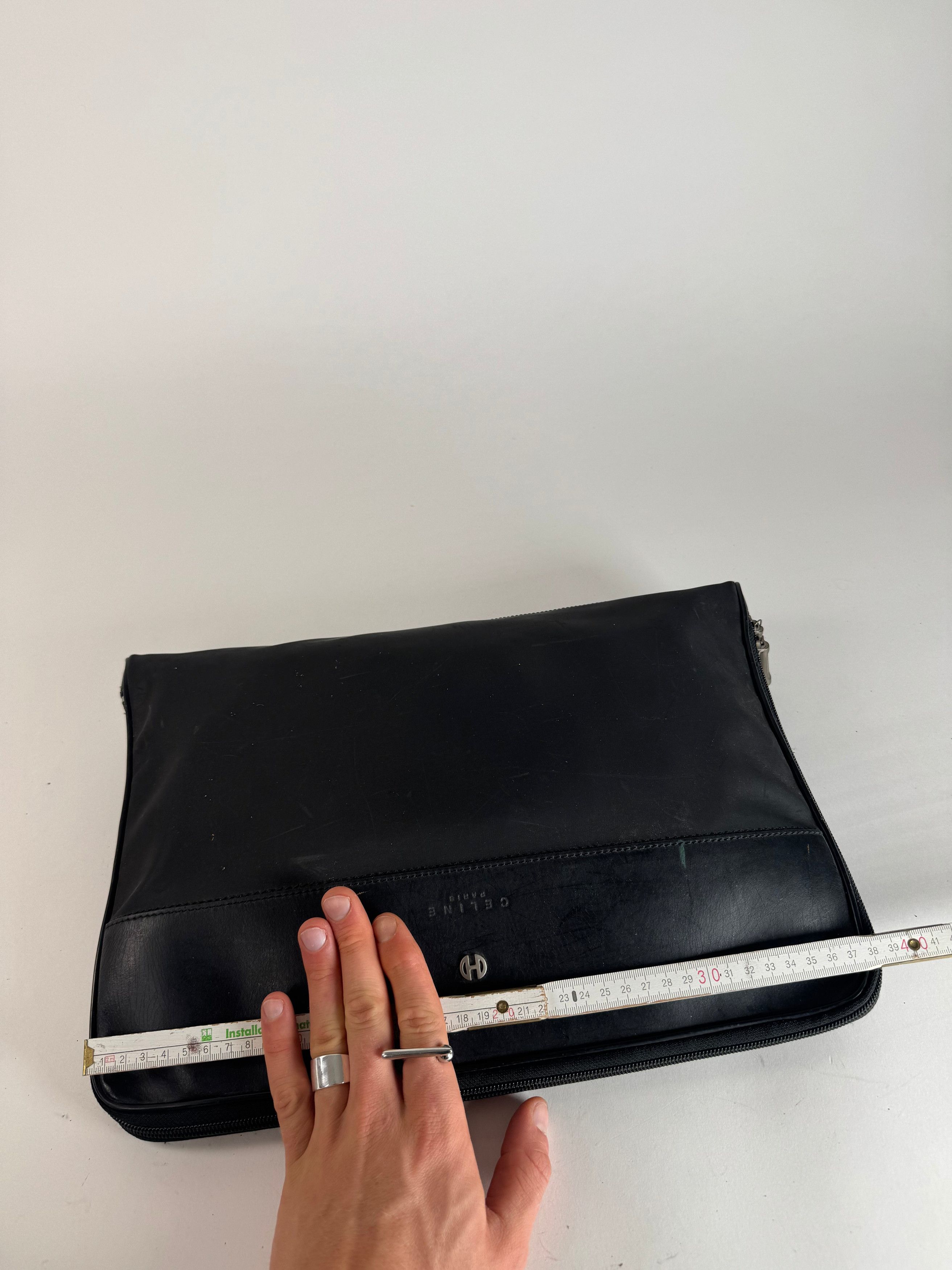 Celine Vintage Paris Leather Clutch Black Size ONE SIZE - 10 Thumbnail