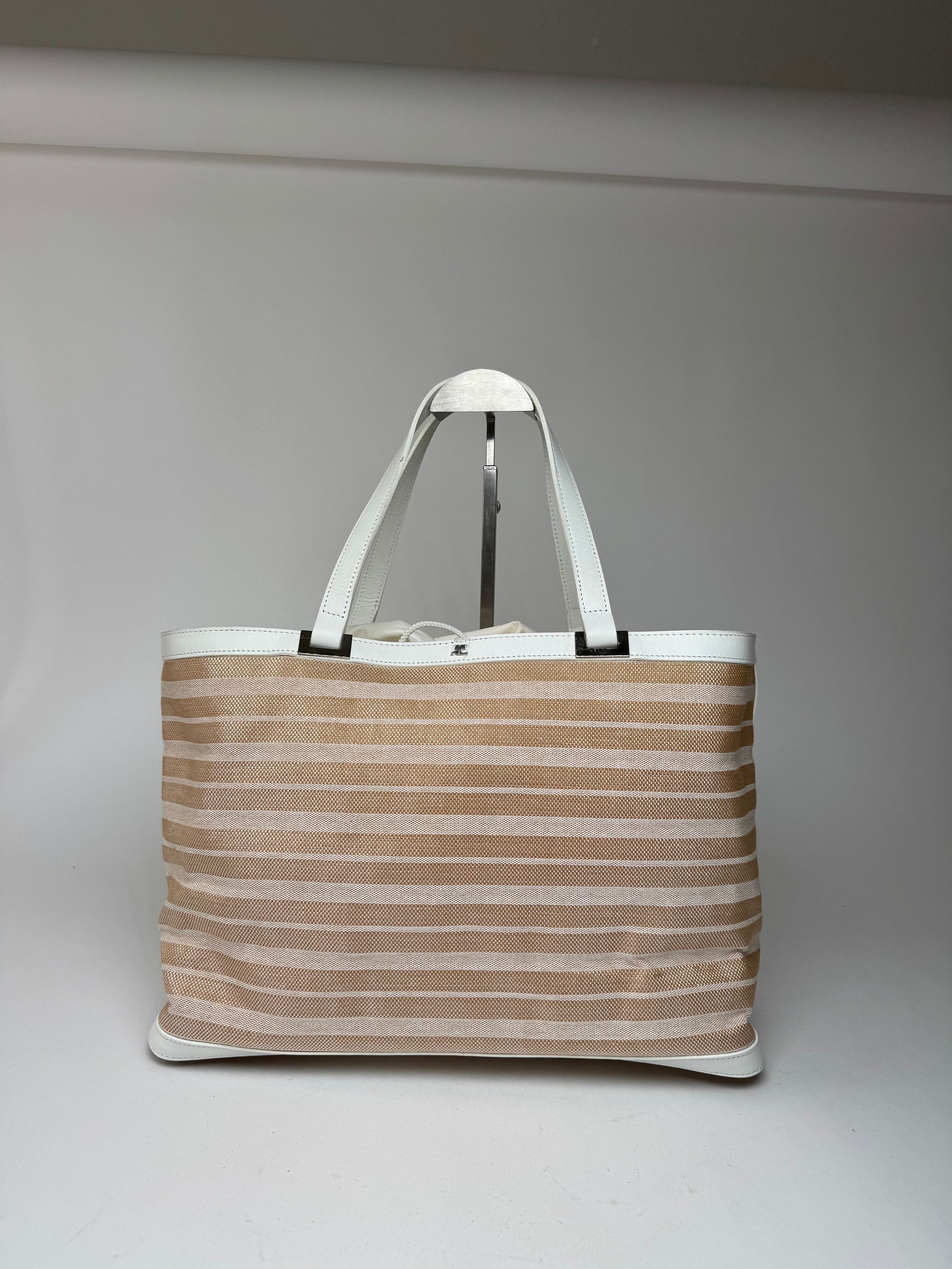Courreges Vintage Paris 2 Way Shopper beige white Size ONE SIZE - 7 Thumbnail