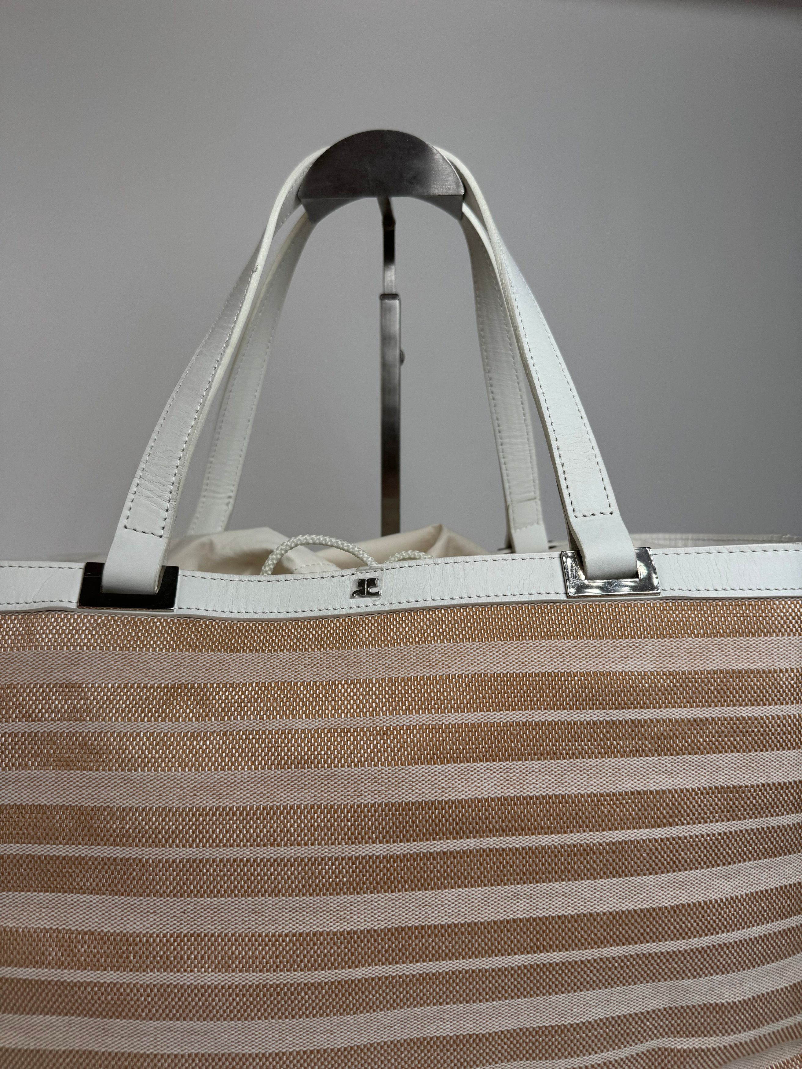 Courreges Vintage Paris 2 Way Shopper beige white Size ONE SIZE - 12 Thumbnail