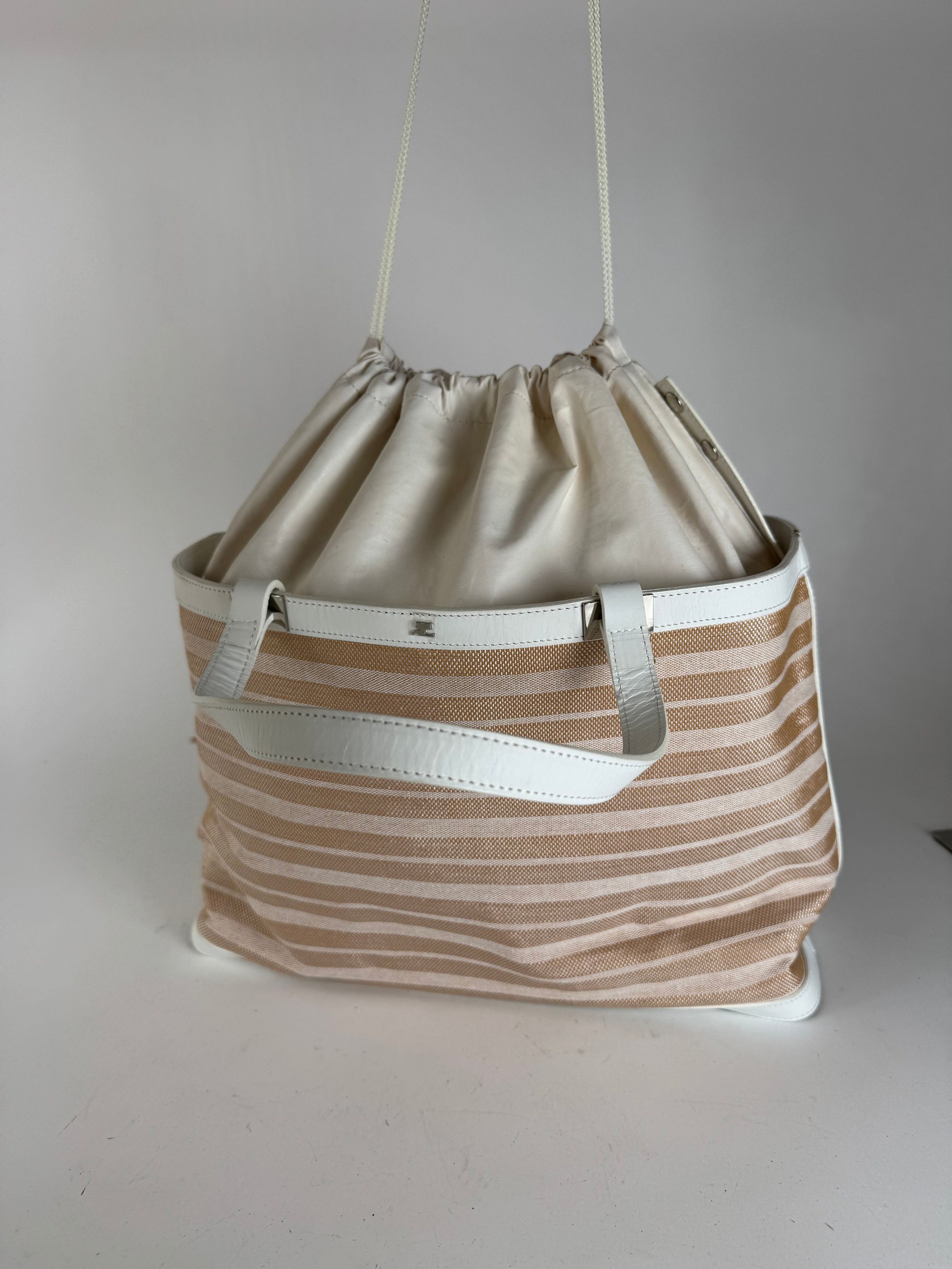 Courreges Vintage Paris 2 Way Shopper beige white Size ONE SIZE - 13 Thumbnail