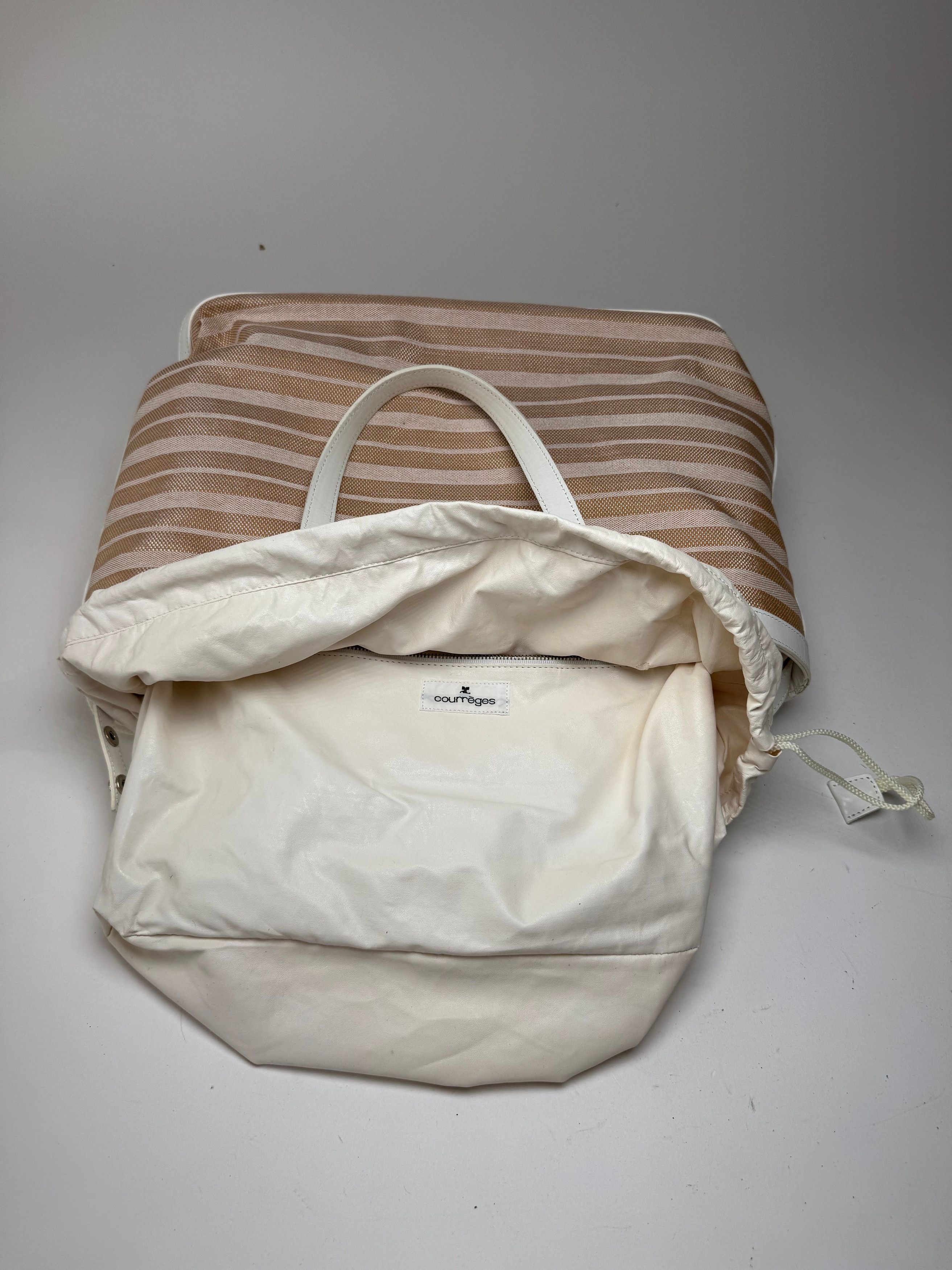 Courreges Vintage Paris 2 Way Shopper beige white Size ONE SIZE - 8 Thumbnail