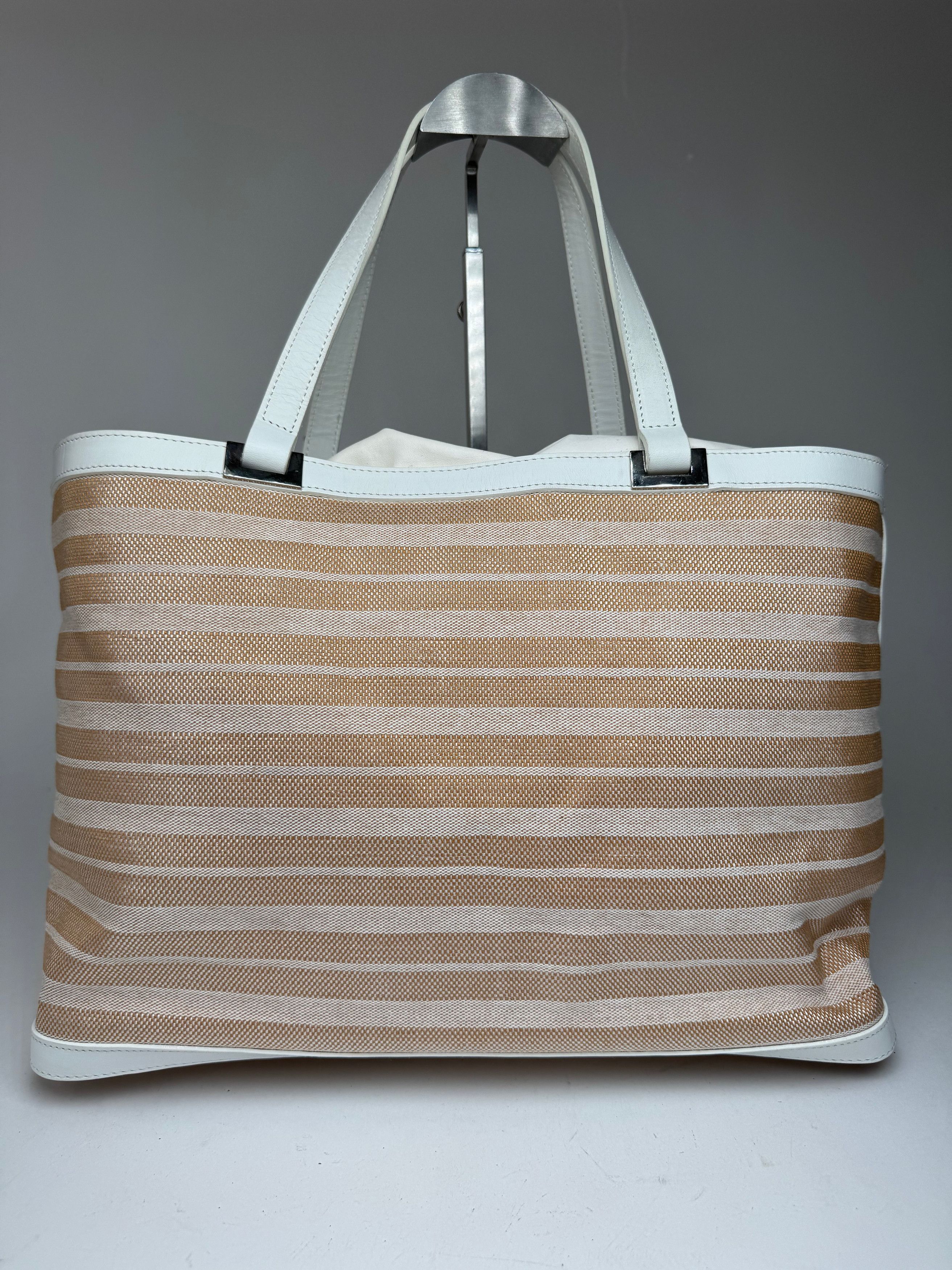 Courreges Vintage Paris 2 Way Shopper beige white Size ONE SIZE - 2 Thumbnail