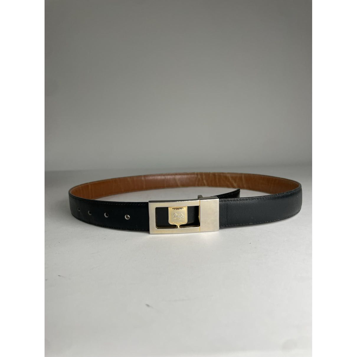 Celine Triomphe Black Leather Belt Size ONE SIZE - 5 Thumbnail