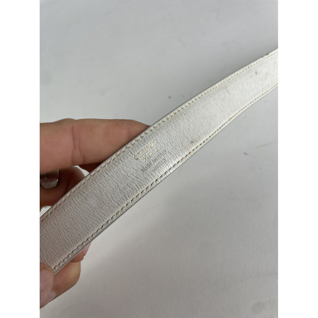 Celine Triomphe White Leather Belt Size ONE SIZE - 4 Thumbnail