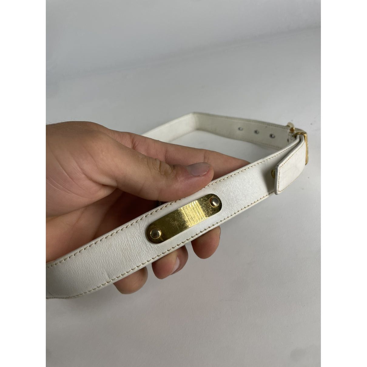 Celine Triomphe White Leather Belt Size ONE SIZE - 3 Thumbnail