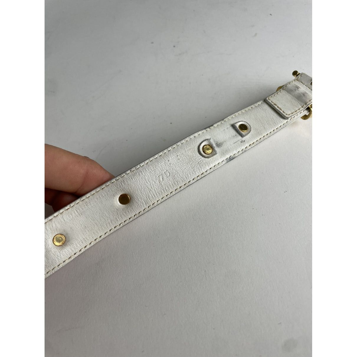 Celine Triomphe White Leather Belt Size ONE SIZE - 5 Thumbnail