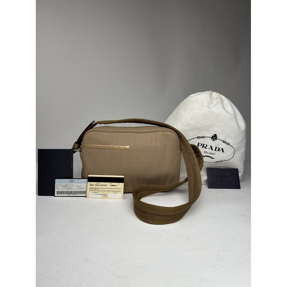 Prada Beige Cotton Handbag Size ONE SIZE - 2 Thumbnail