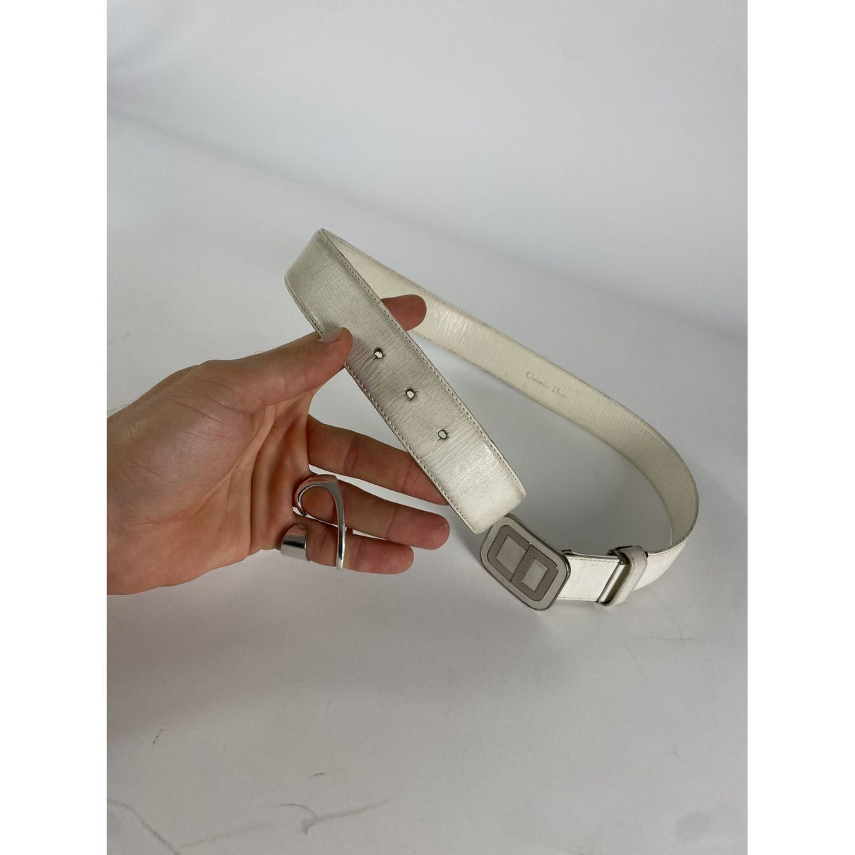 Dior Saddle White Leather Belt Size ONE SIZE - 2 Thumbnail