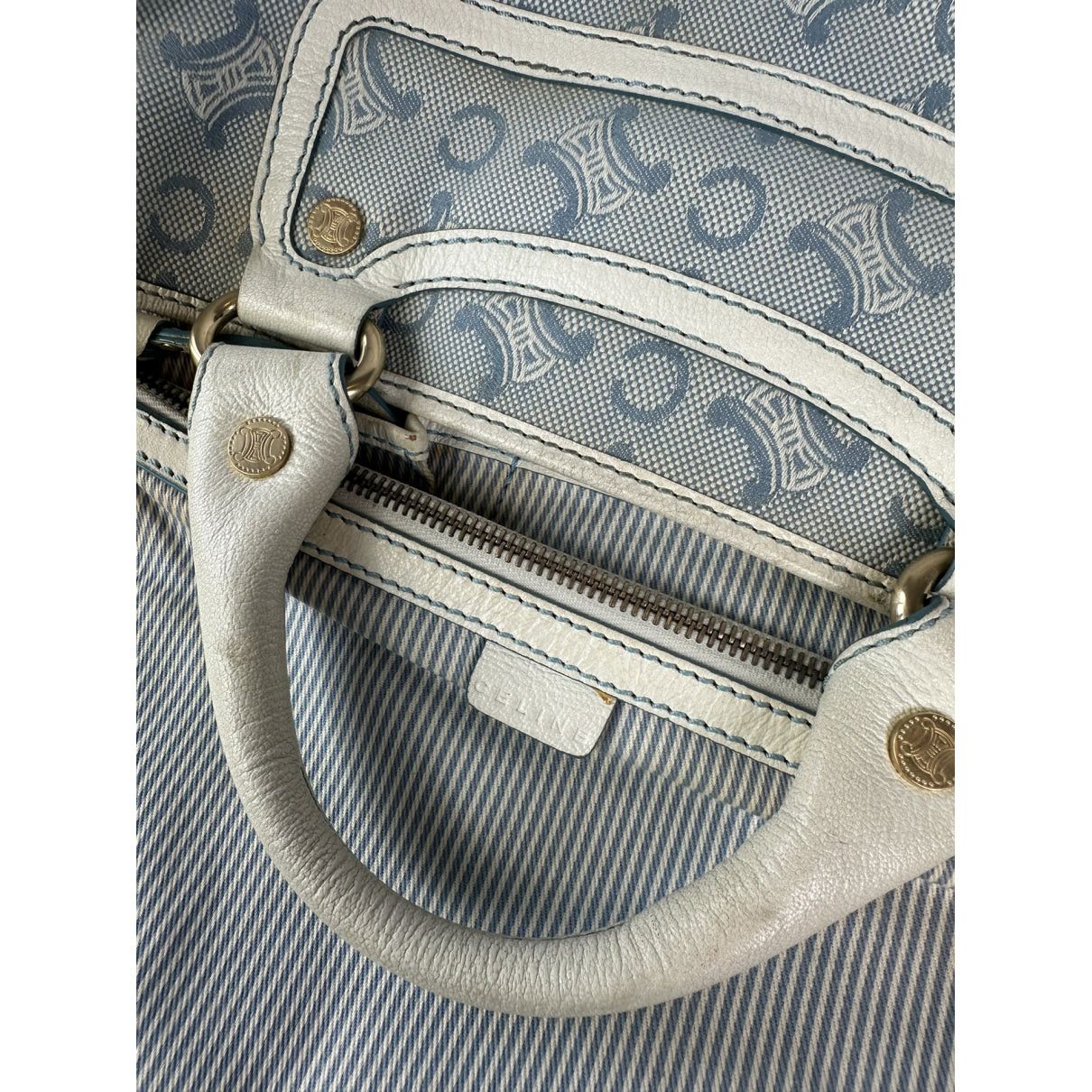 Celine Boogie Blue Cotton Handbag Size ONE SIZE - 4 Thumbnail