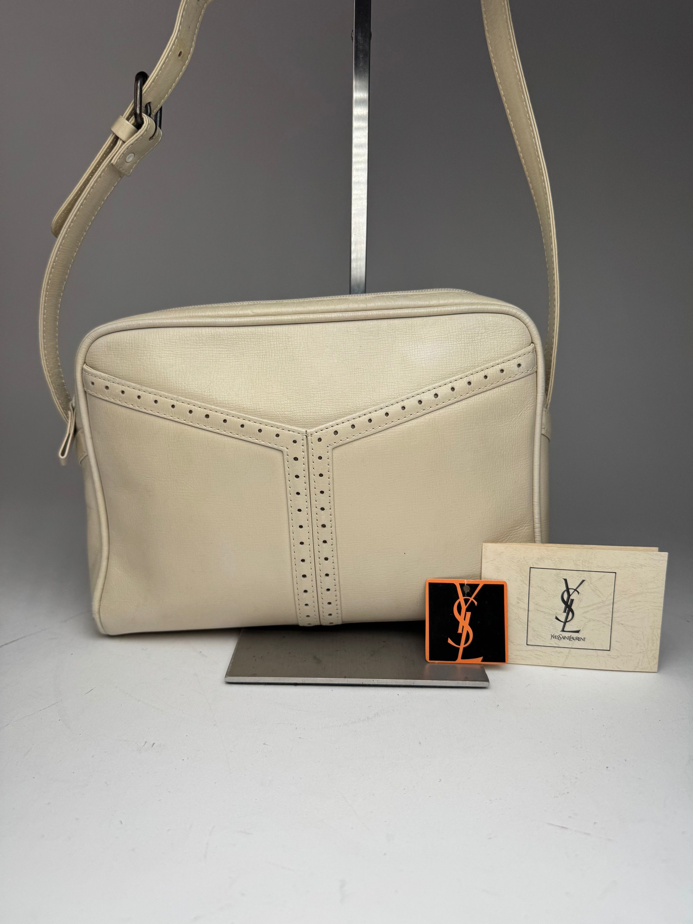 Other Vintage Yves Saint Laurent 2 Way Leather Bag cream Size ONE SIZE - 8 Thumbnail