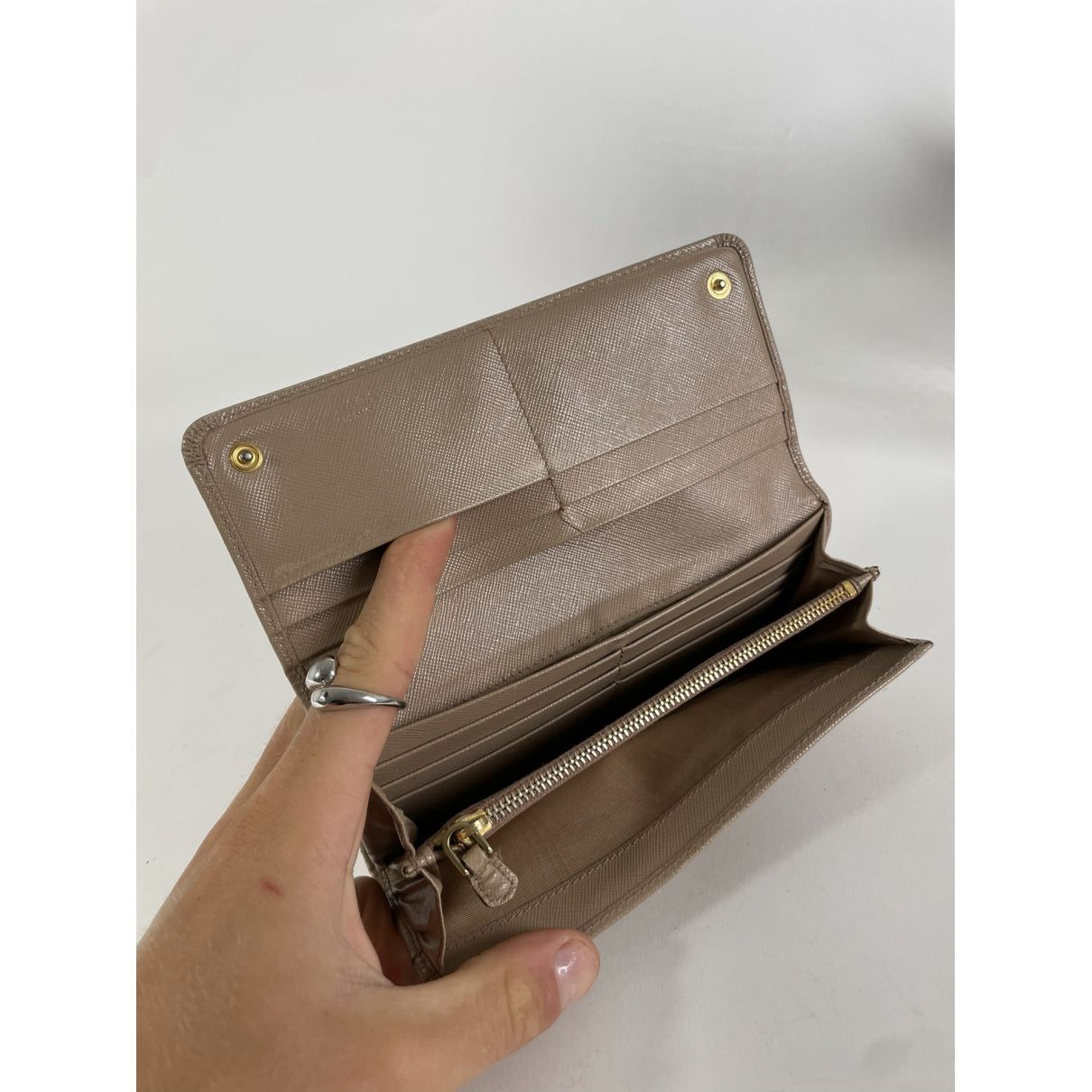 Prada Beige Leather Wallet Size ONE SIZE - 3 Thumbnail