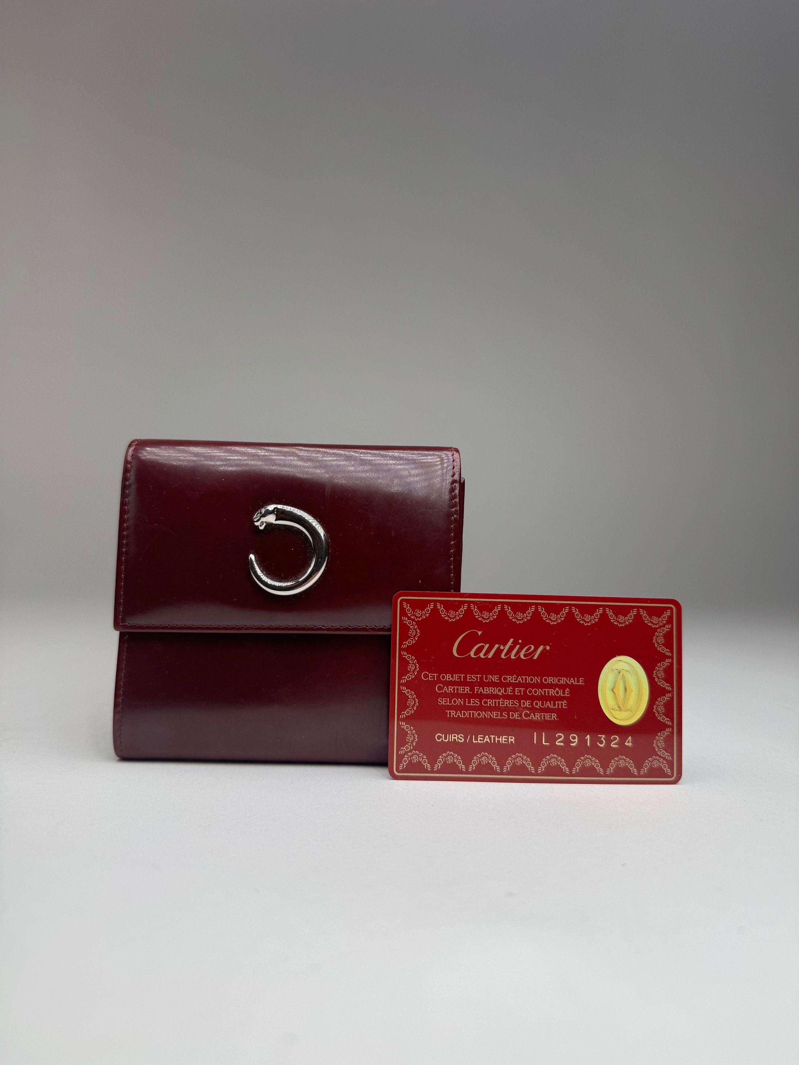 Cartier Vintage Panthere Latent Leather Wallet burgundy Size ONE SIZE - 6 Thumbnail