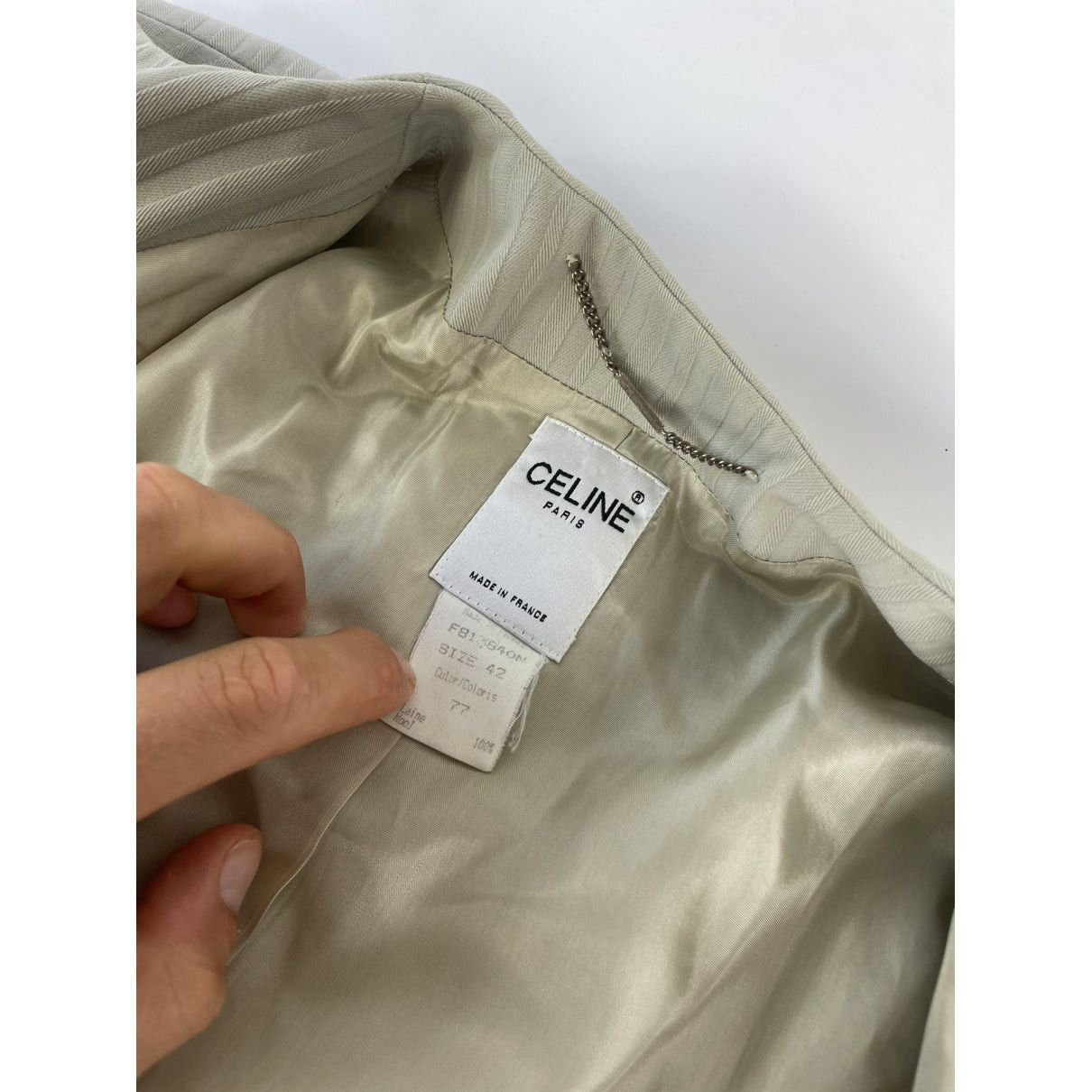 Celine Grey Wool Trench Coat Size L / US 10 / IT 46 - 5 Thumbnail