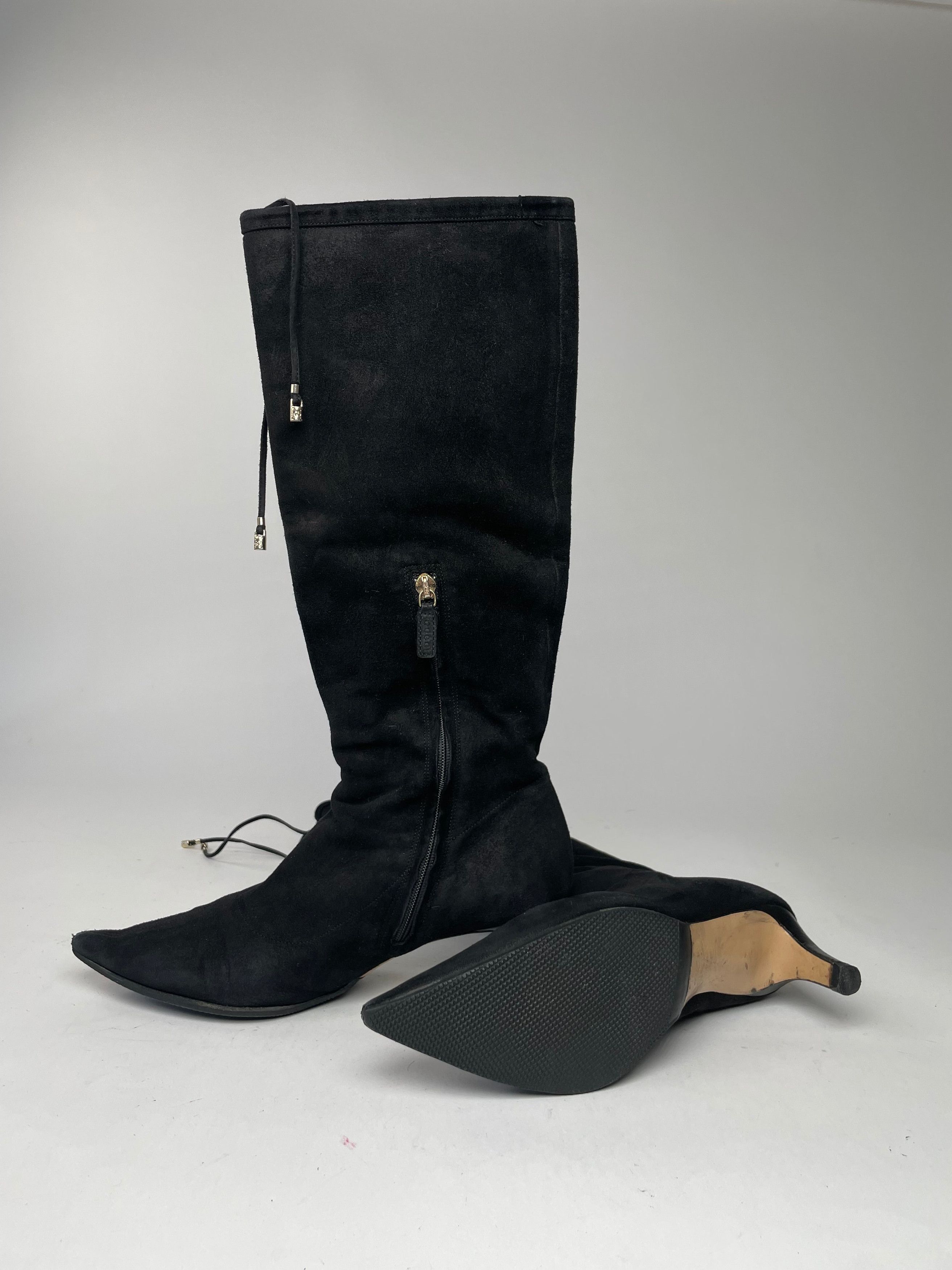 Gucci Vintage Suede Heeled Boots Black 37C Size US 6 / IT 36 - 4 Thumbnail