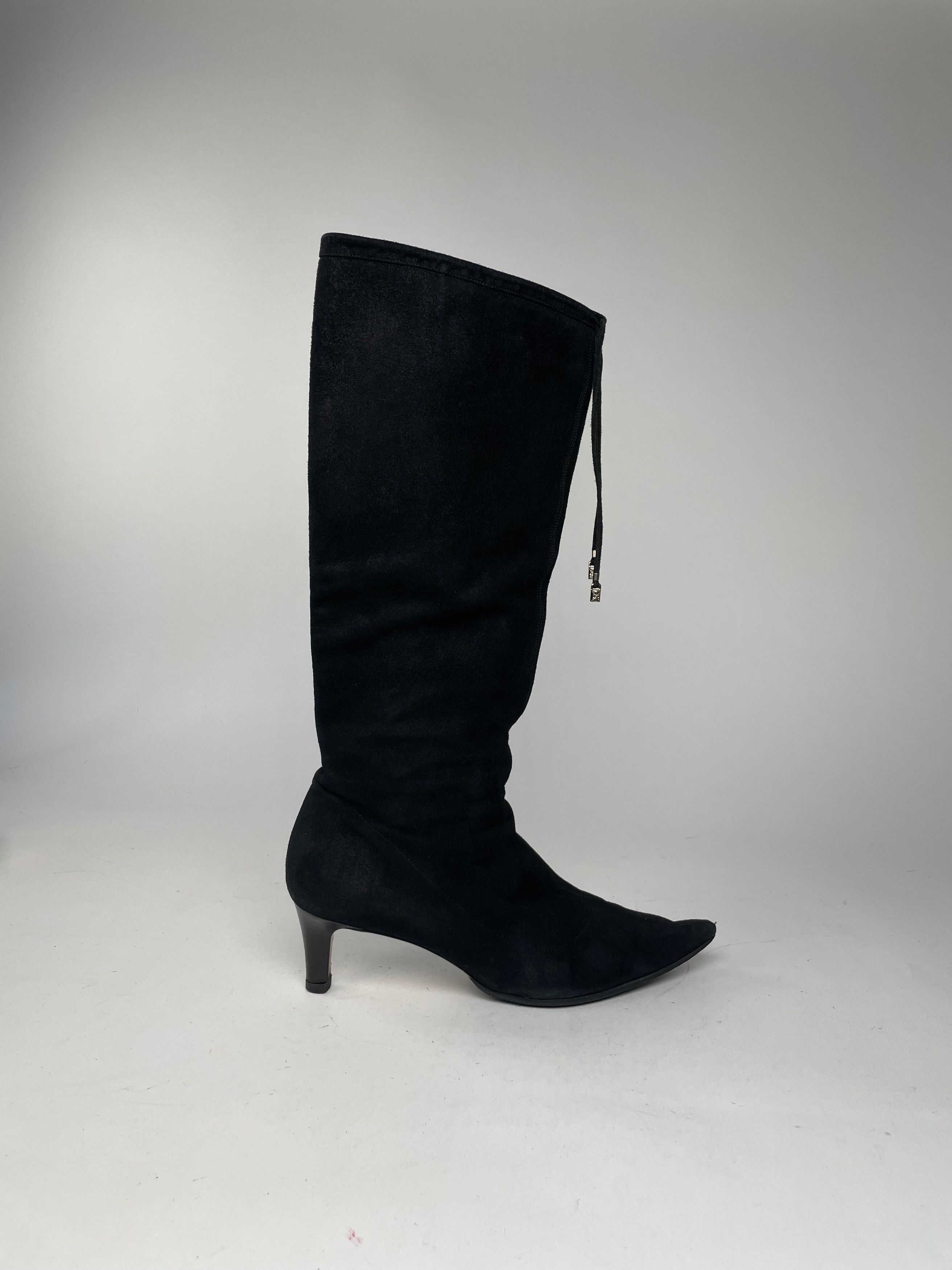 Gucci Vintage Suede Heeled Boots Black 37C Size US 6 / IT 36 - 3 Thumbnail