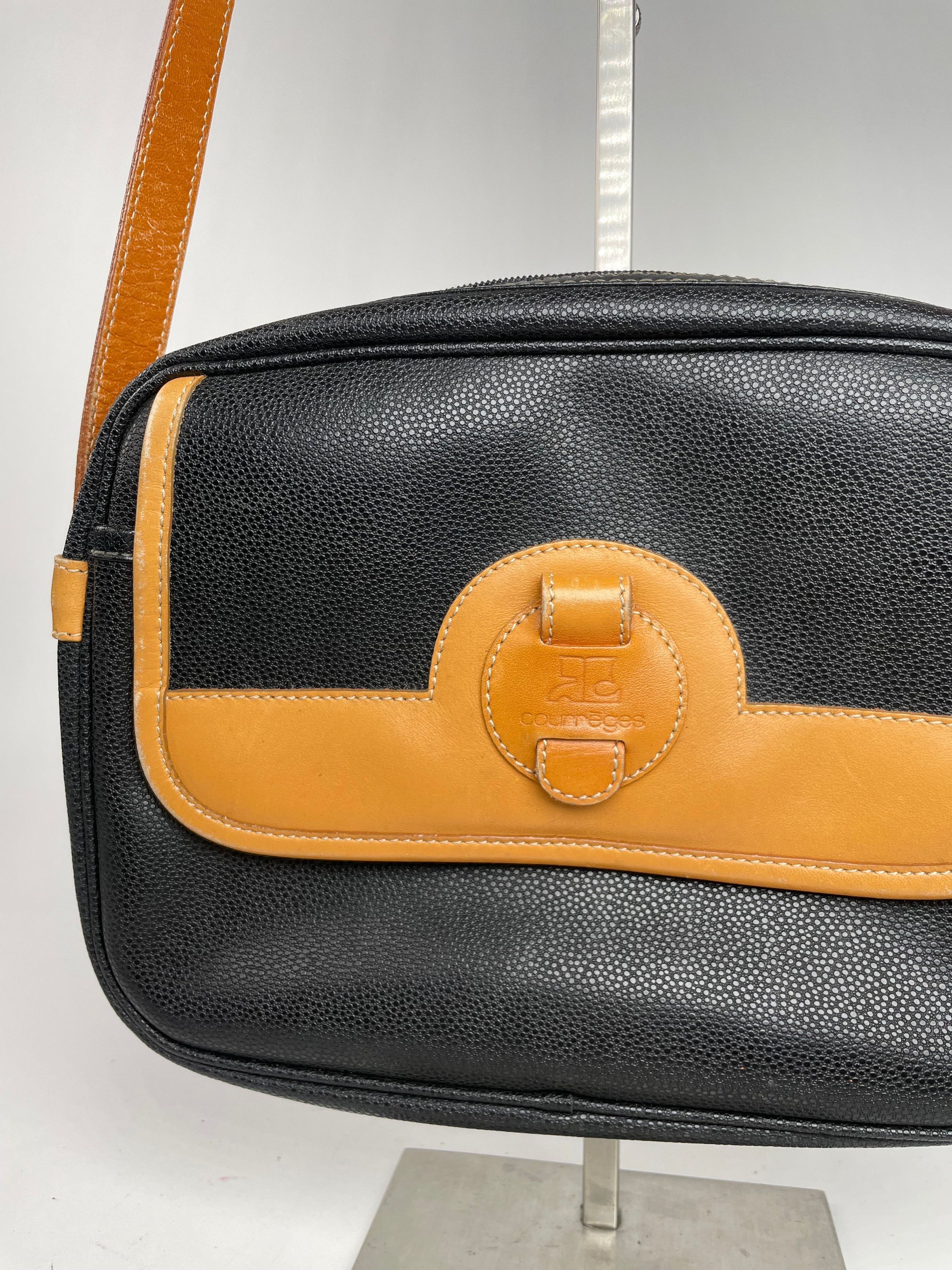 Courreges Vintage Paris Leather Crossbody Bag Black Brown Size ONE SIZE - 15 Thumbnail