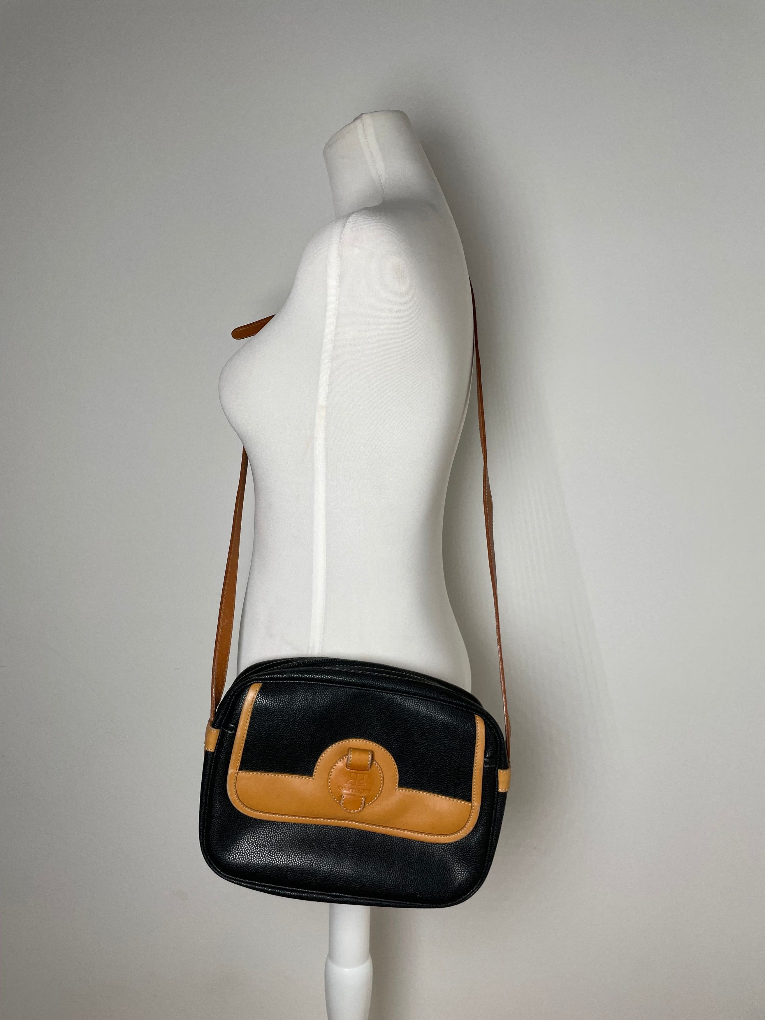 Courreges Vintage Paris Leather Crossbody Bag Black Brown Size ONE SIZE - 4 Thumbnail